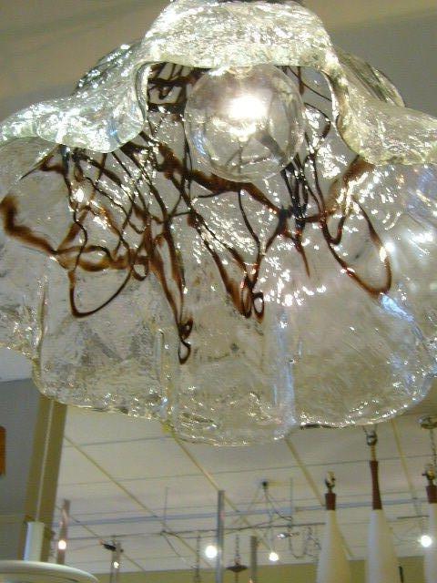 Italian Exciting Modern Mazzega Thick Ice Glass Chandelier, 1970s