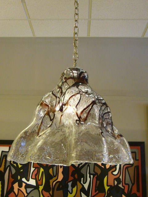 Exciting Modern Mazzega Thick Ice Glass Chandelier, 1970s 3