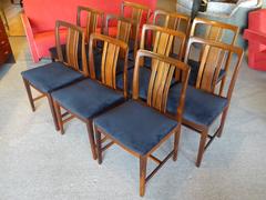 Ten Fine Linde Nilsson Rosewood Modern Dining Chairs, Sweden