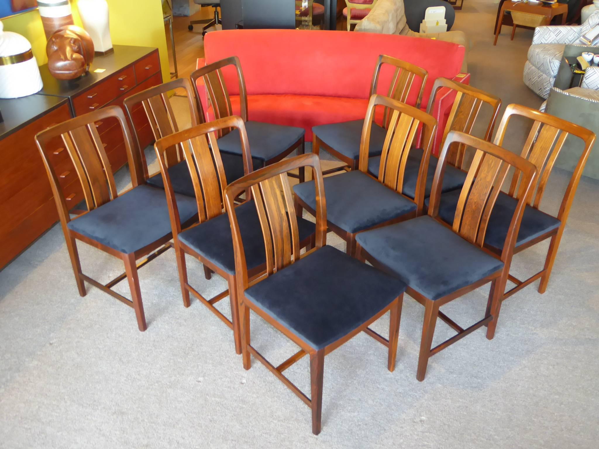 Swedish Ten Fine Linde Nilsson Rosewood Modern Dining Chairs, Sweden