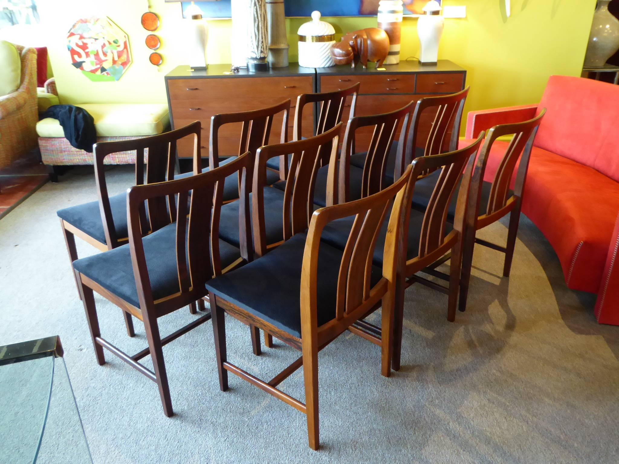 Ten Fine Linde Nilsson Rosewood Modern Dining Chairs, Sweden In Good Condition In Miami, FL