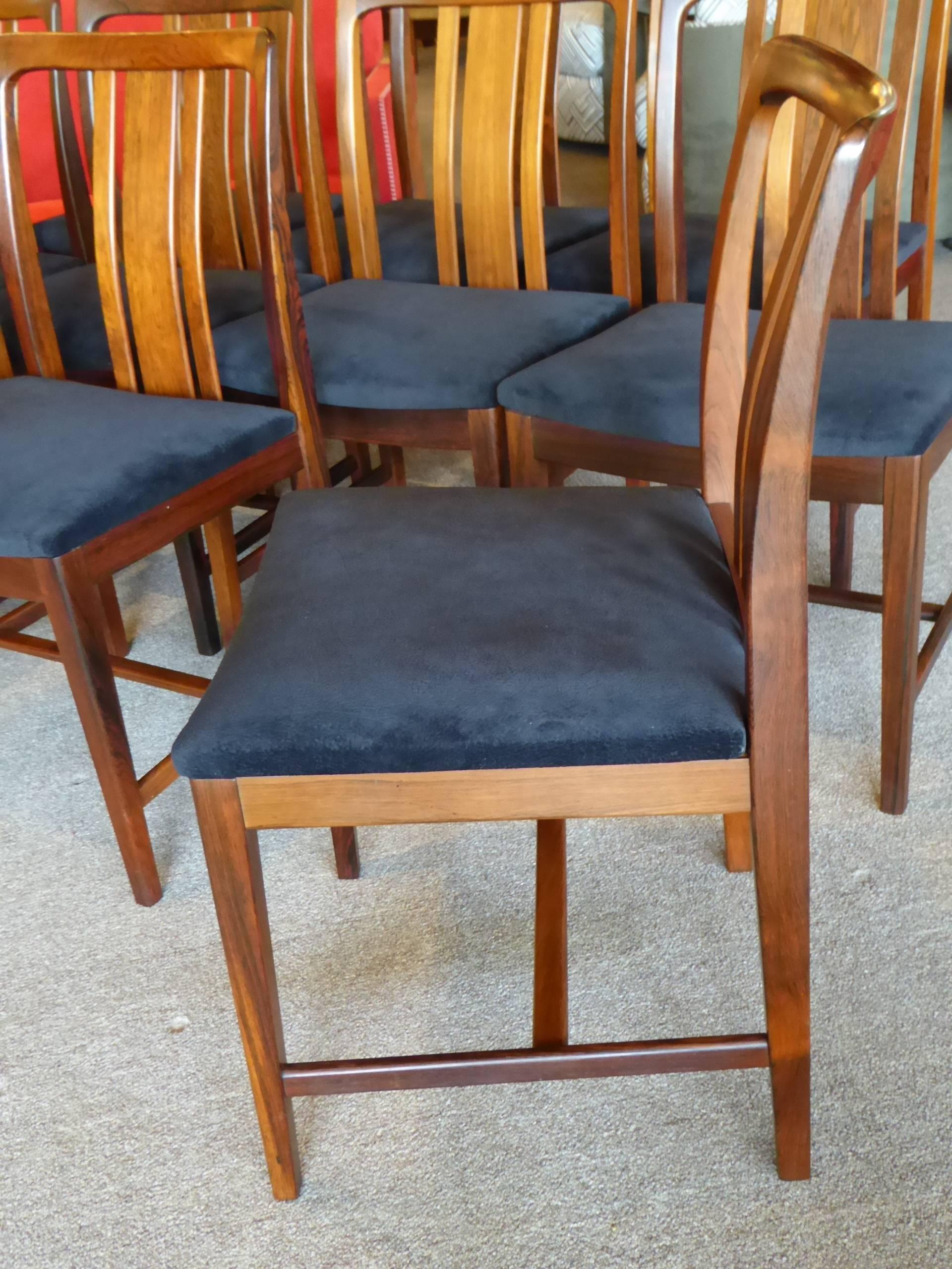 Ten Fine Linde Nilsson Rosewood Modern Dining Chairs, Sweden 1