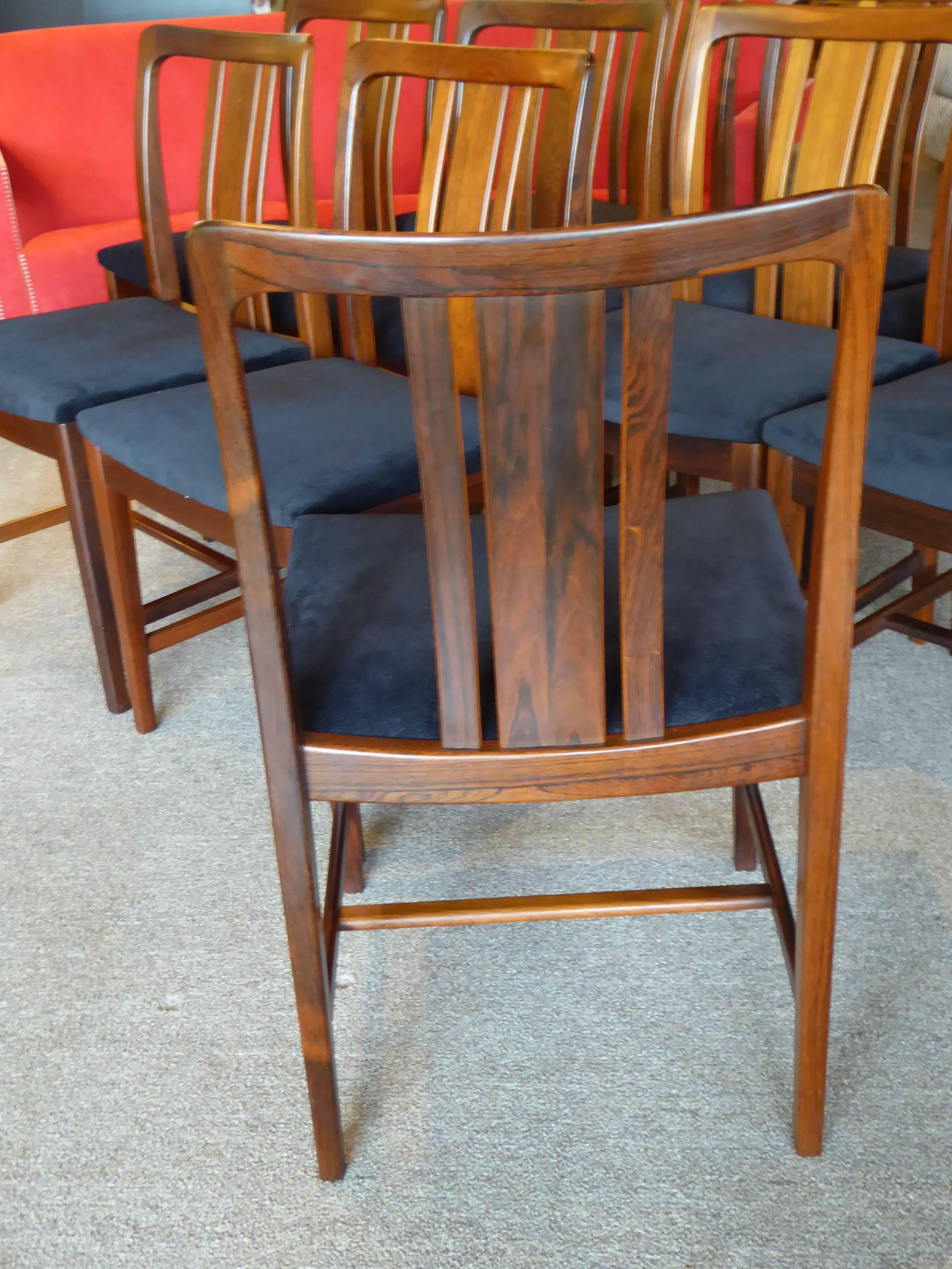 Ten Fine Linde Nilsson Rosewood Modern Dining Chairs, Sweden 2