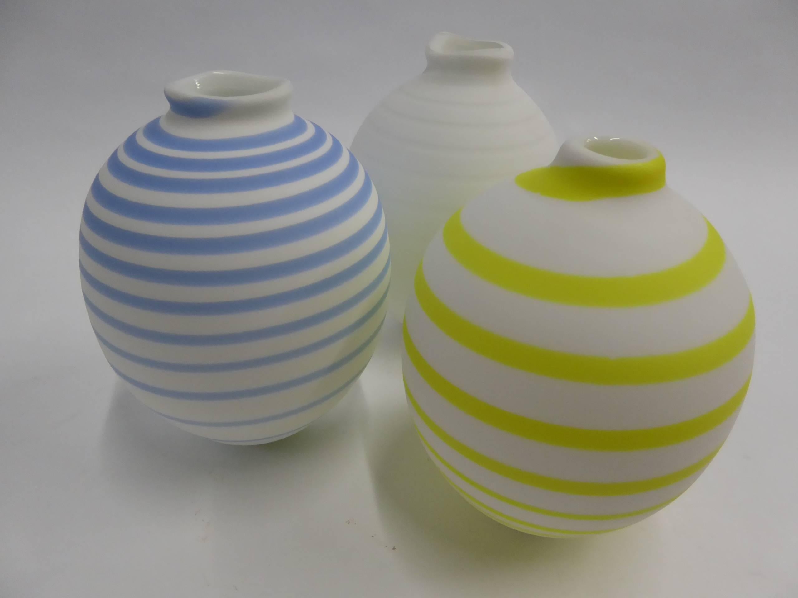 REDUCED FROM $2,800....Stunning blown satin glass vases by noted glass artist Per Sundberg called 