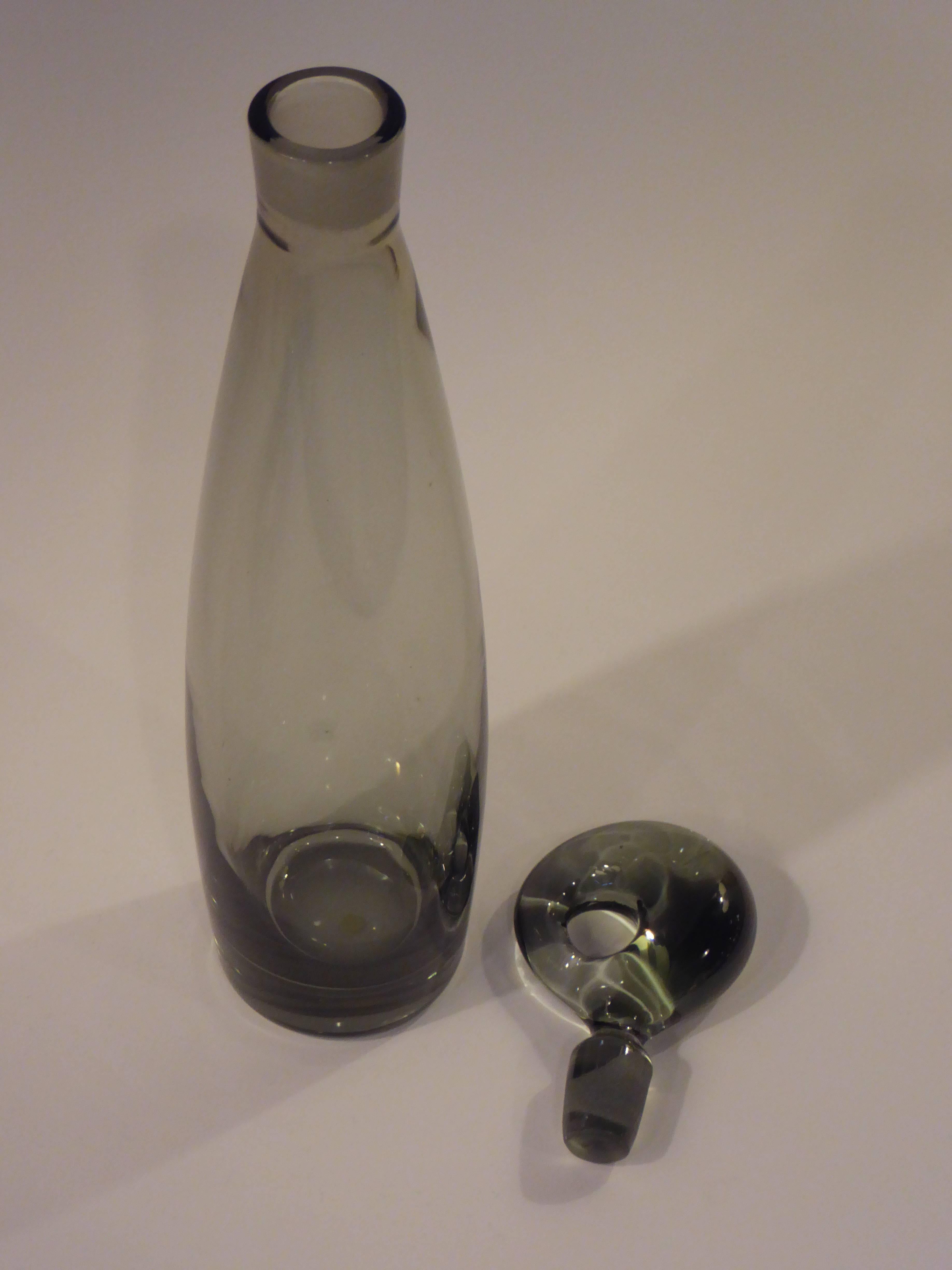 Scandinavian Modern 1950s Per Lutken Blown Glass Decanter Aristokrat for Holmegaard