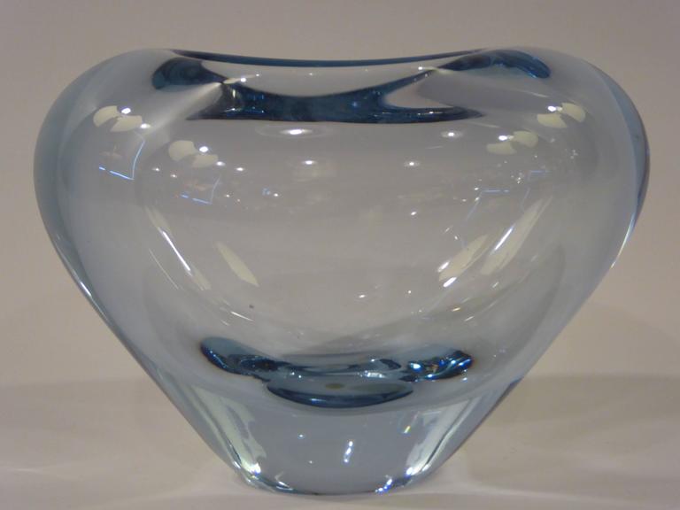 Blue Per Lutken Blown Glass Heart Vase for Holmegaard at 1stDibs
