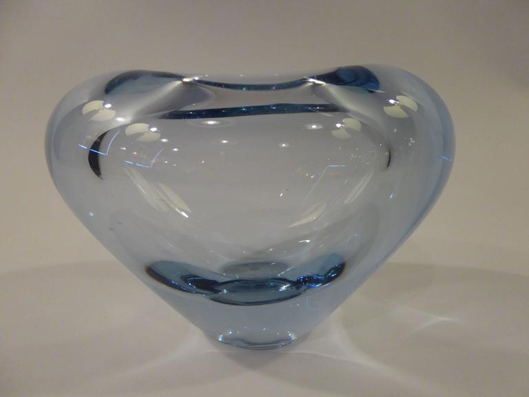 Blue Per Lutken Blown Glass Heart Vase for Holmegaard at 1stDibs
