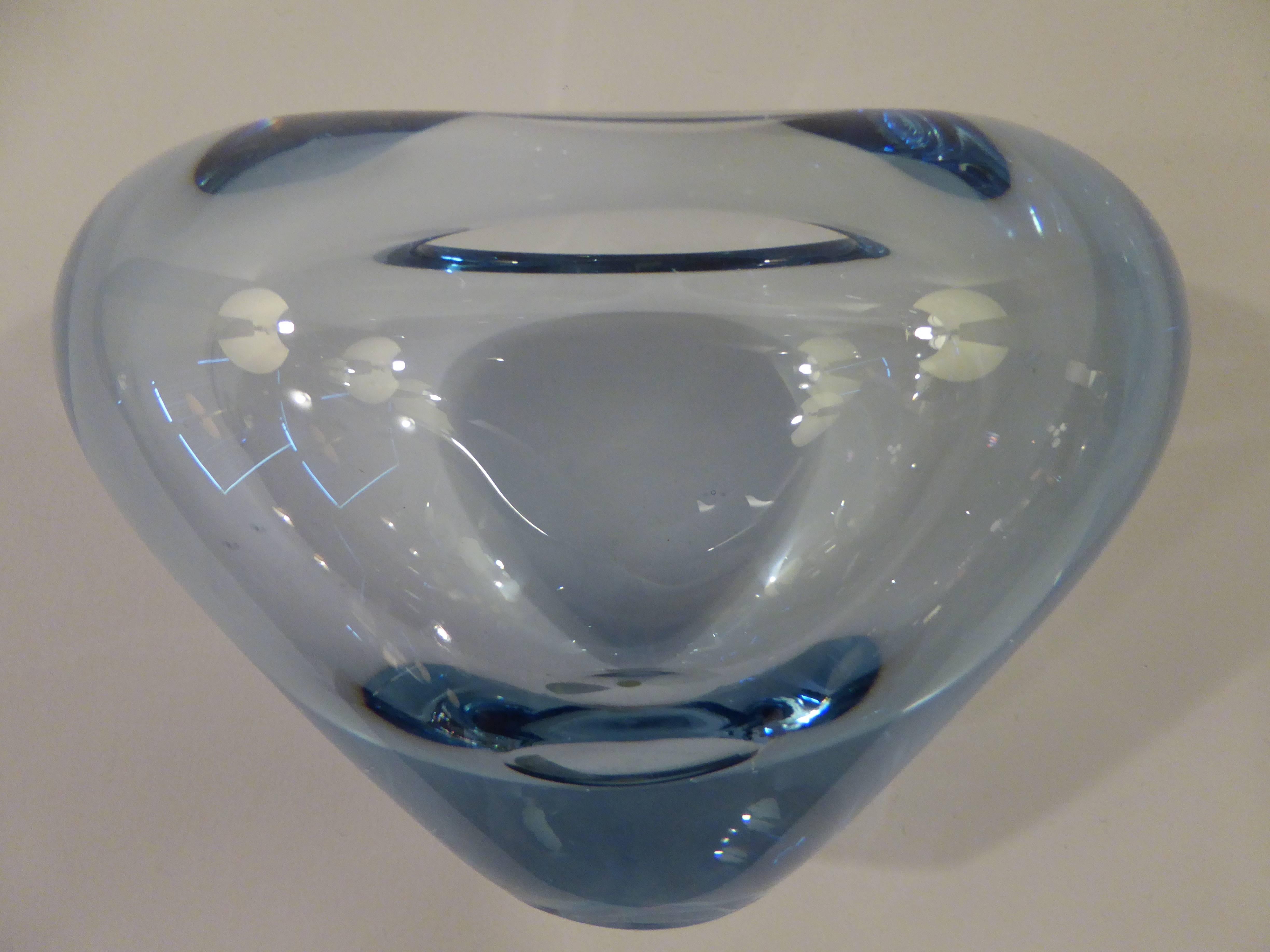 Blue Per Lutken Blown Glass Heart Vase for Holmegaard 1