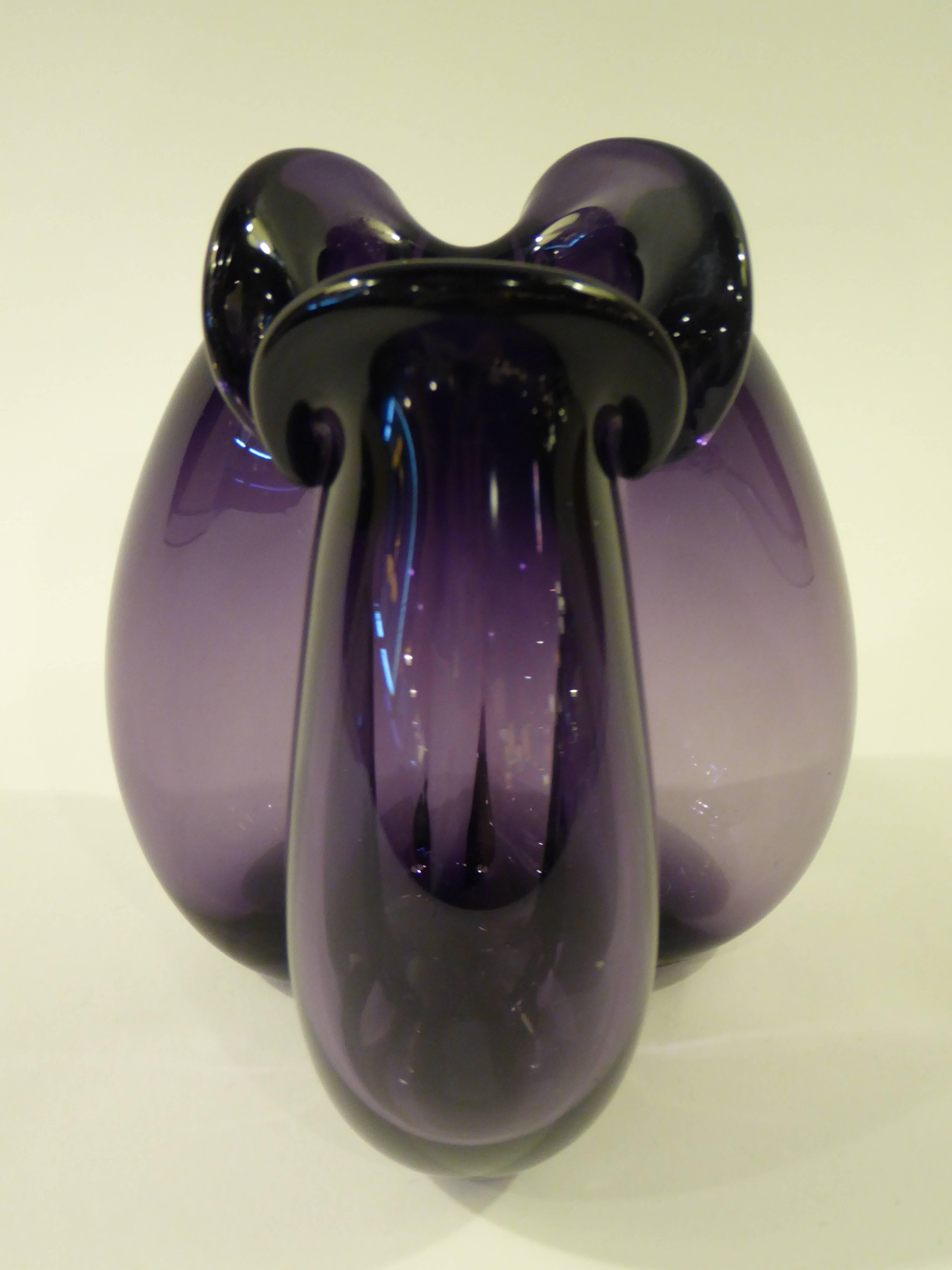 20th Century Rare Per Lutken 1955 Trefoil Blown Glass Vase for Holmegaard