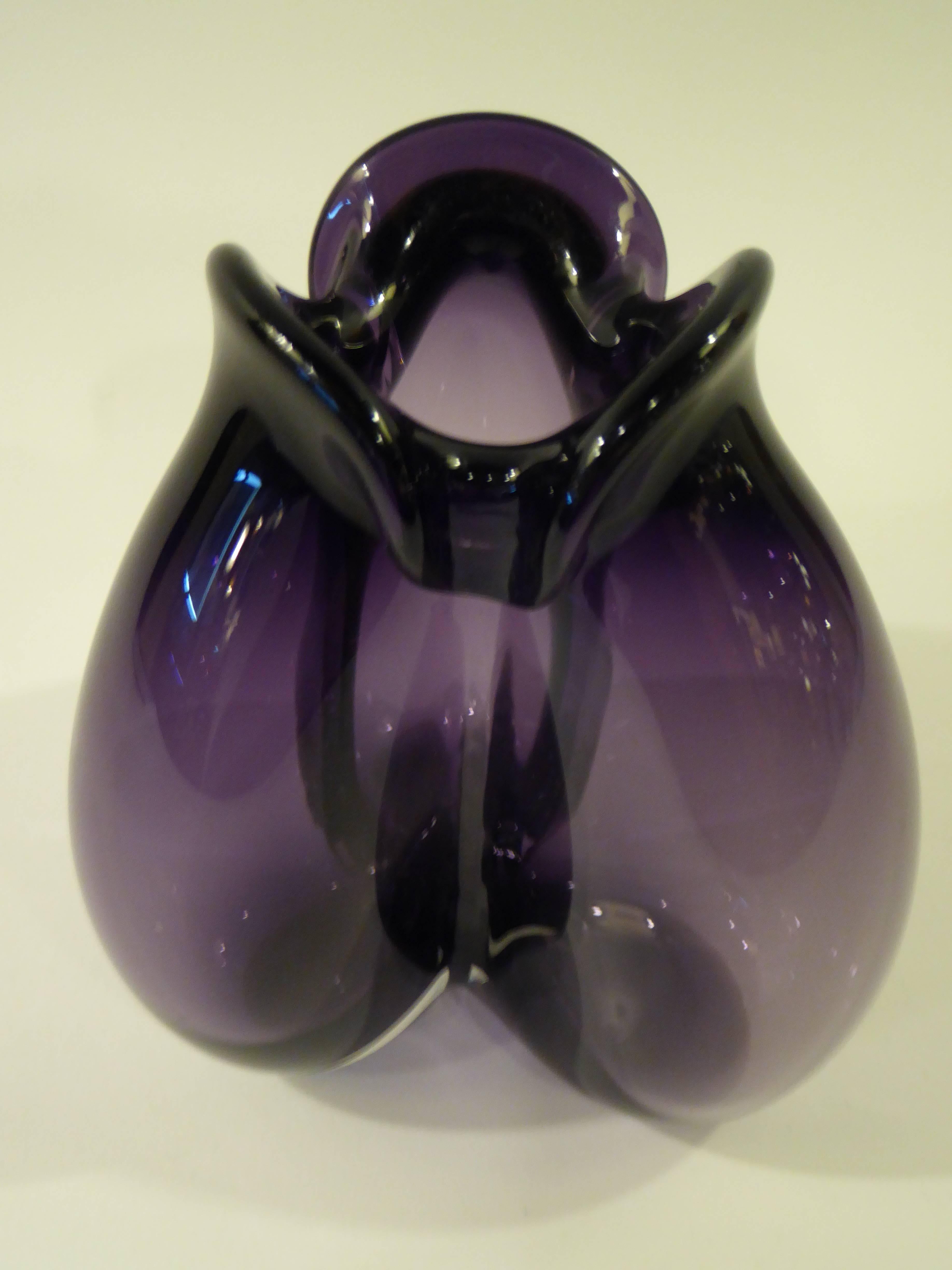Rare Per Lutken 1955 Trefoil Blown Glass Vase for Holmegaard 2