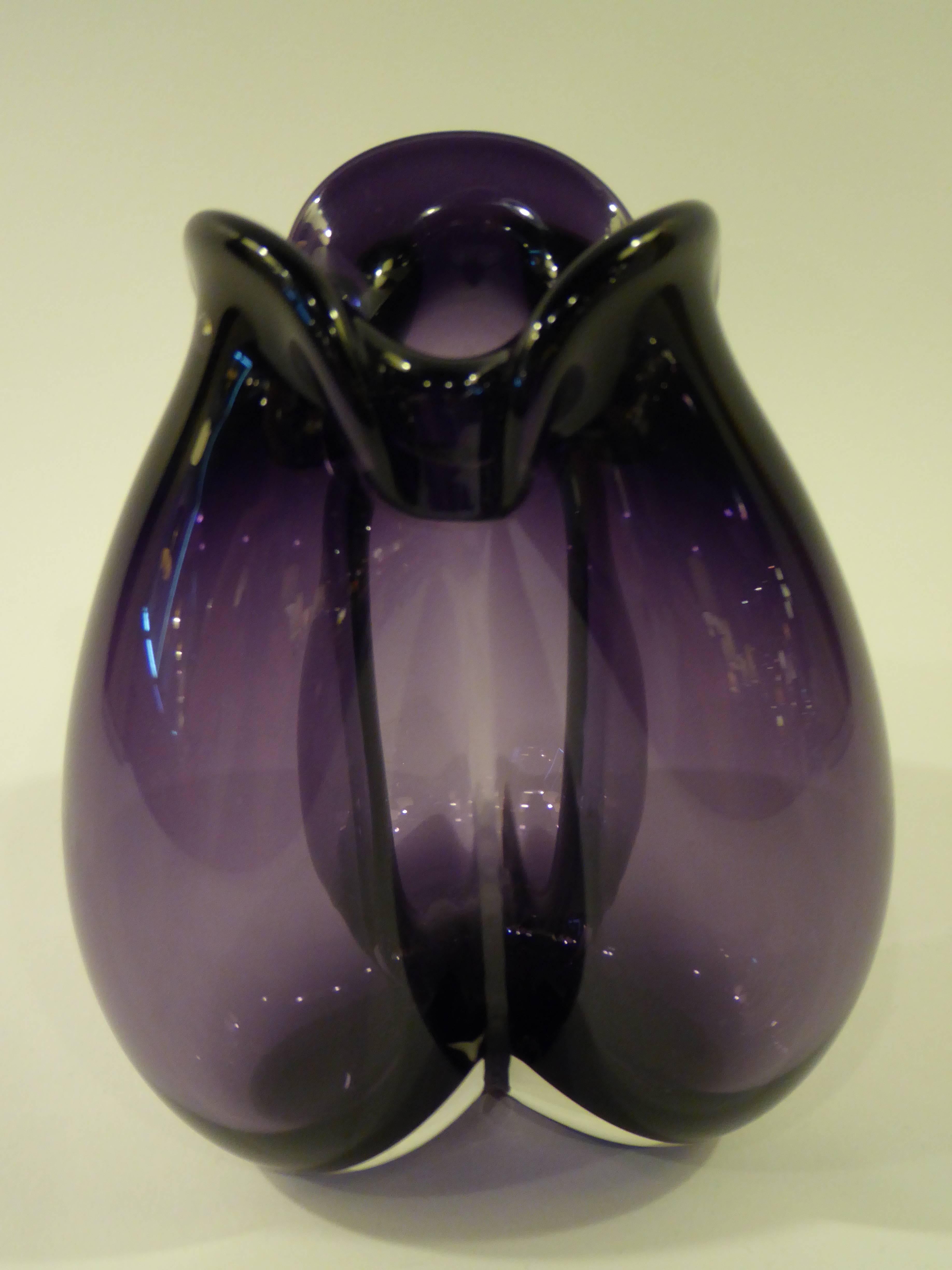 Rare Per Lutken 1955 Trefoil Blown Glass Vase for Holmegaard 1