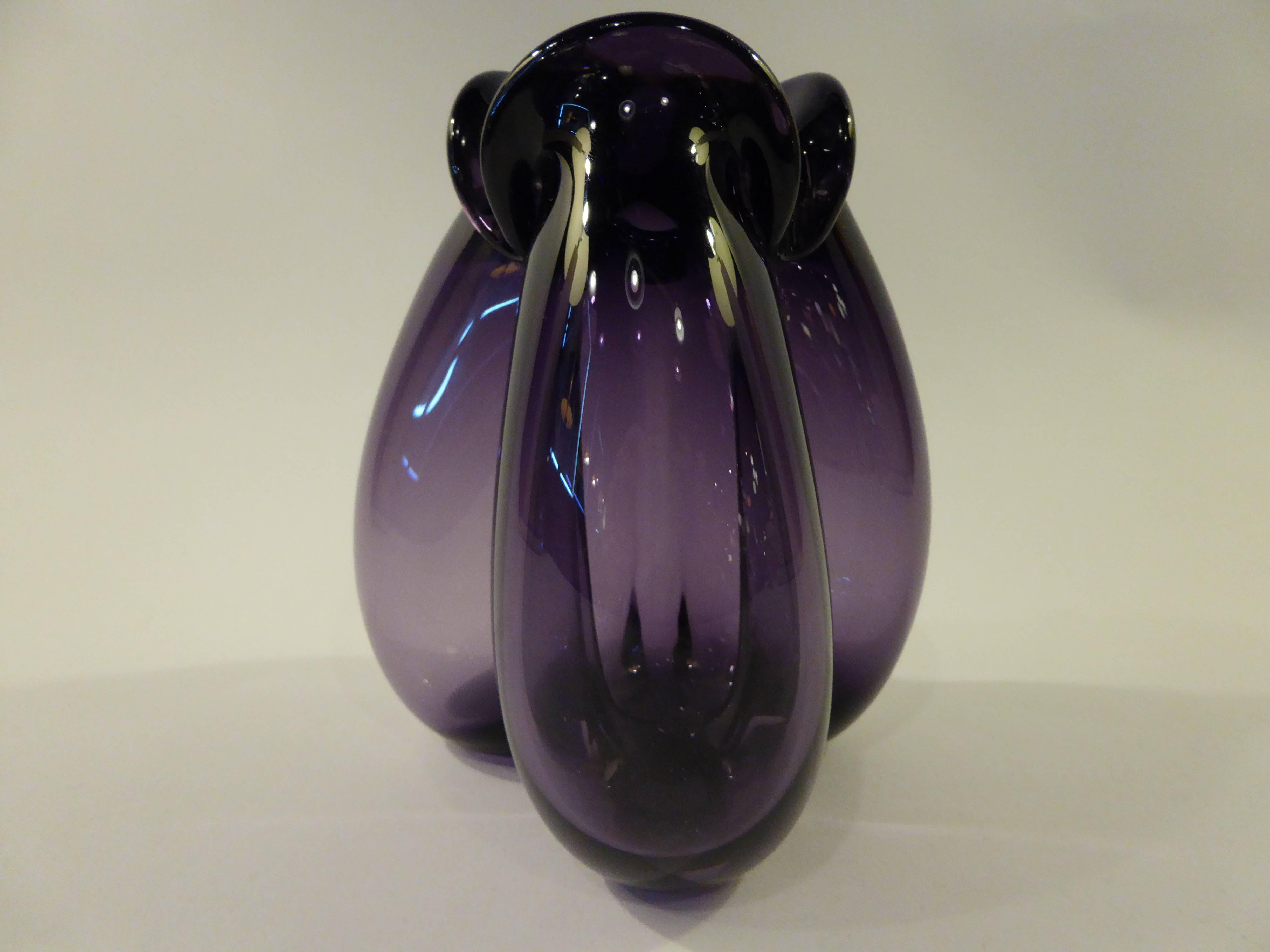 Rare Per Lutken 1955 Trefoil Blown Glass Vase for Holmegaard 3