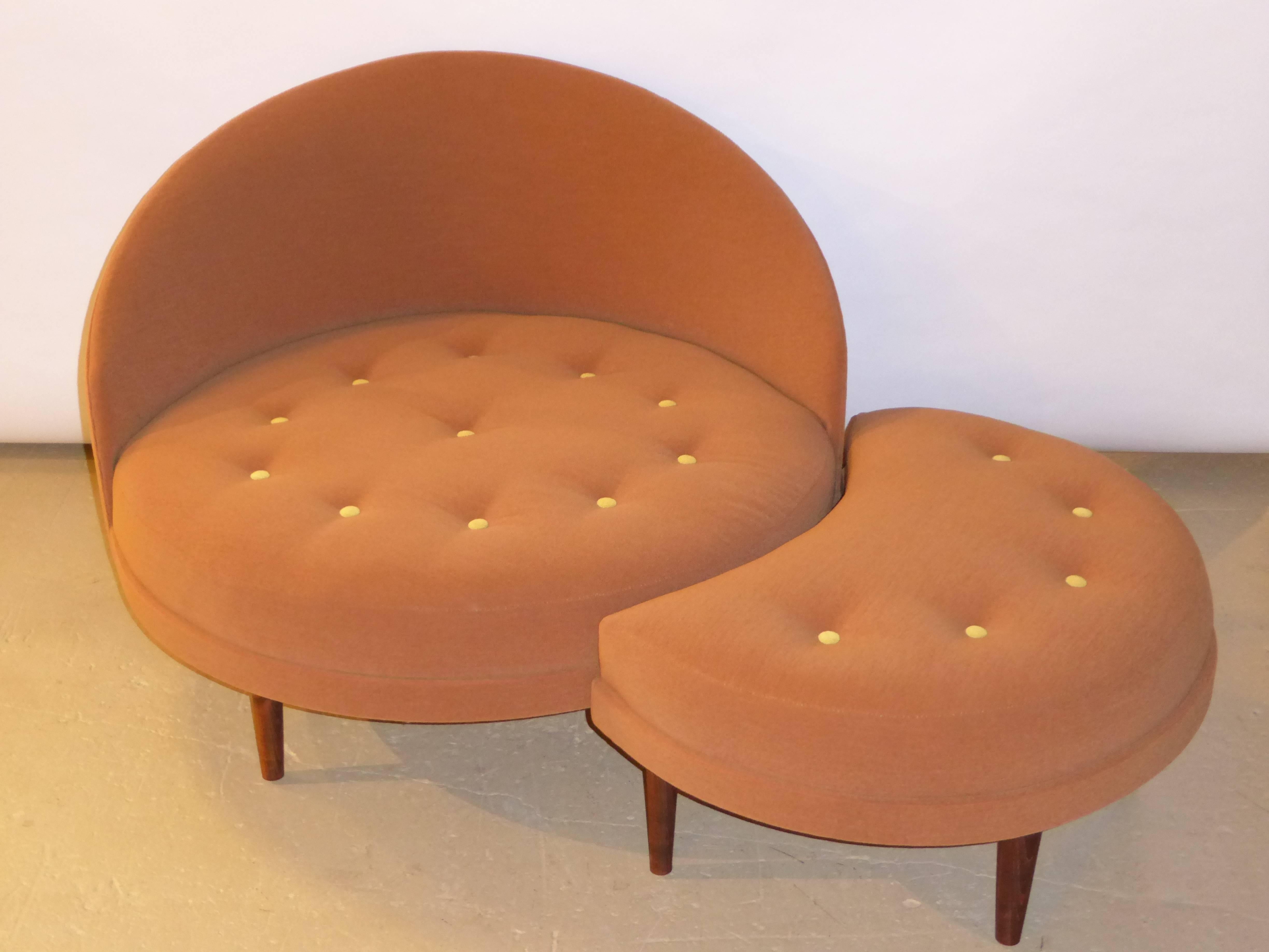 Superb Adrian Pearsall Round Lounge Chair with Fitted Ottoman 1