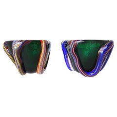 Vintage-Gefäße aus Cenedese-Murano-Glas mit aufgesetzten Fadenverzierungen, Italien, 1950er Jahre