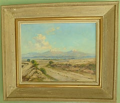 Armando García Nuñez Mexican Art 1950s Landscape O/C w. Popocatepetl Volcano