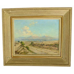 Armando García Nuñez Mexican Art 1950s Landscape O/C w. Popocatepetl Volcano