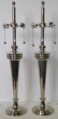 Pair of Art Deco Nickel Chrome Mutual Sunset Table Lamps