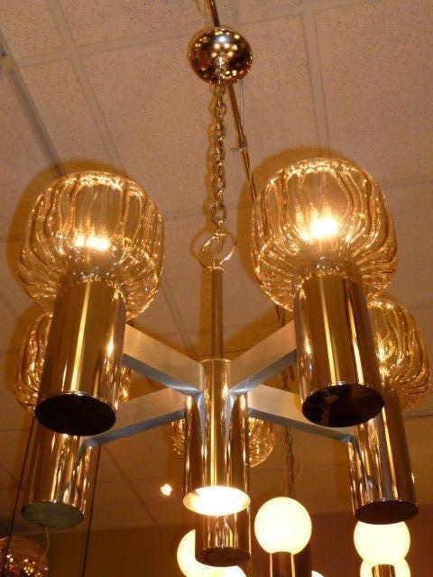 Exciting Five Globe Nickel Lightolier Chandelier 4
