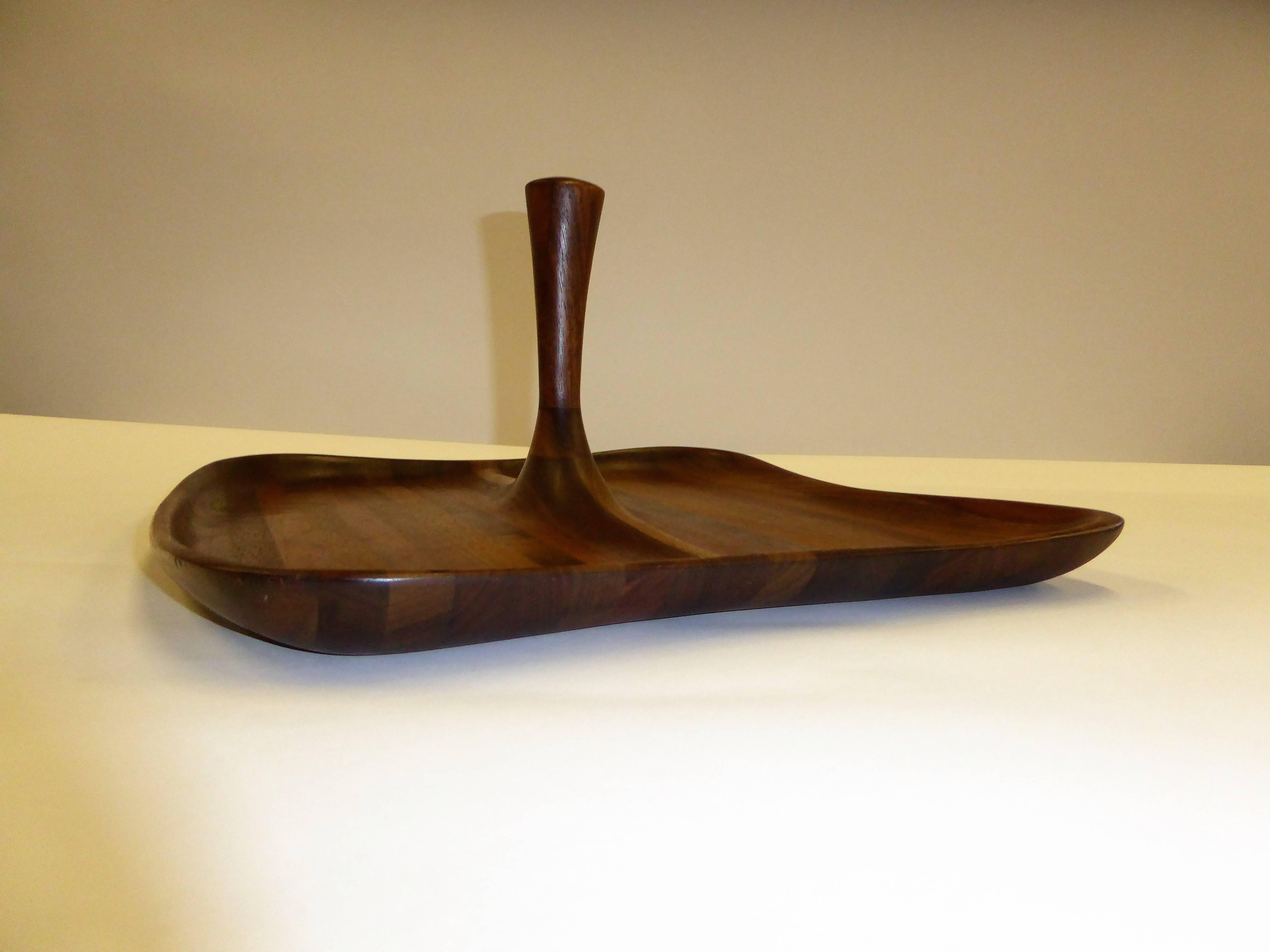 Modern Mid Century Daniel Loomis Valenza Sculptural Walnut Tray, 1970 2