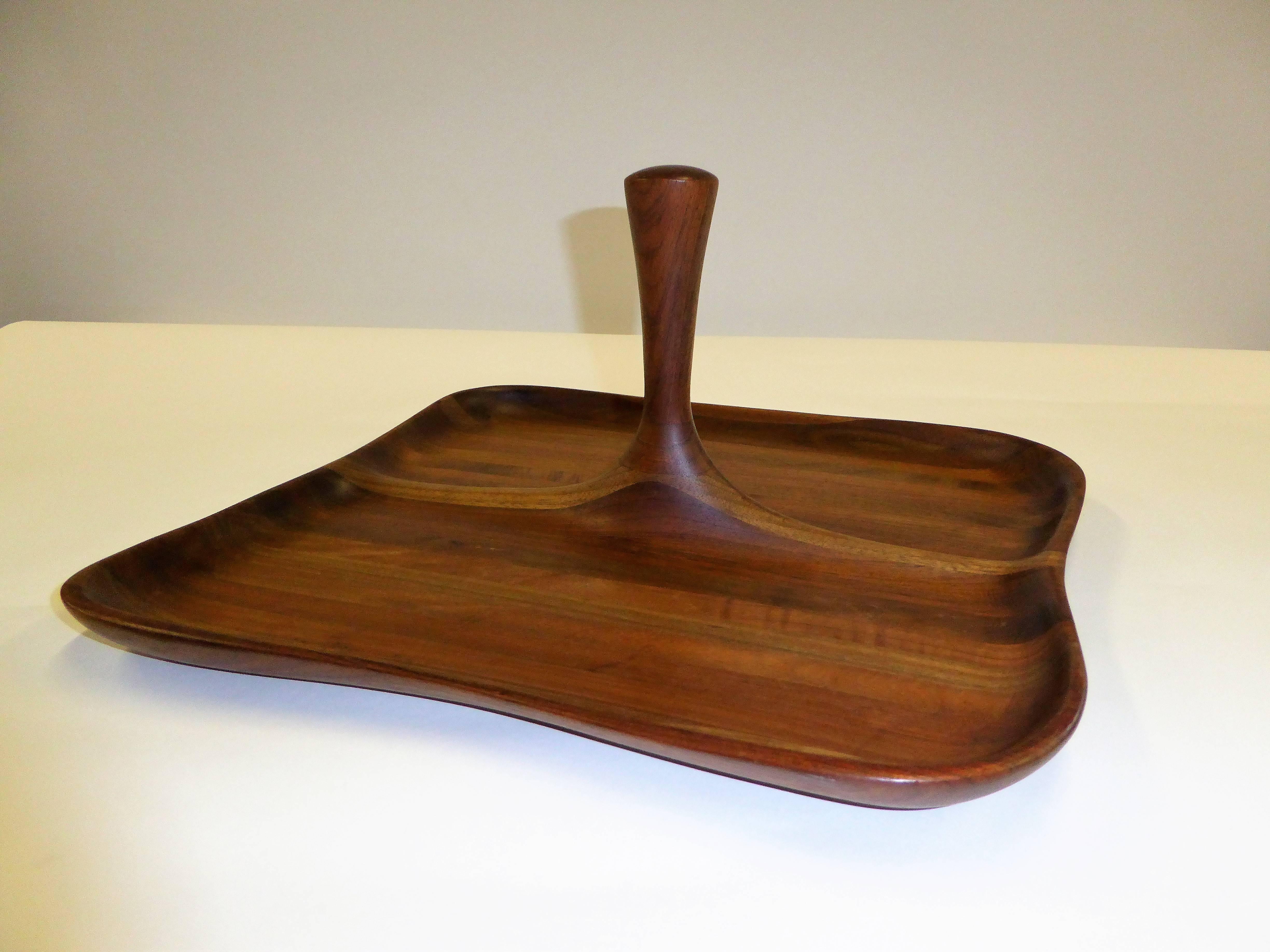 Late 20th Century Modern Mid Century Daniel Loomis Valenza Sculptural Walnut Tray, 1970