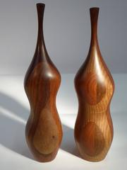 Tall Organic Mid century Daniel Loomis Valenza Shaped Walnut Salt and Pepper Mil