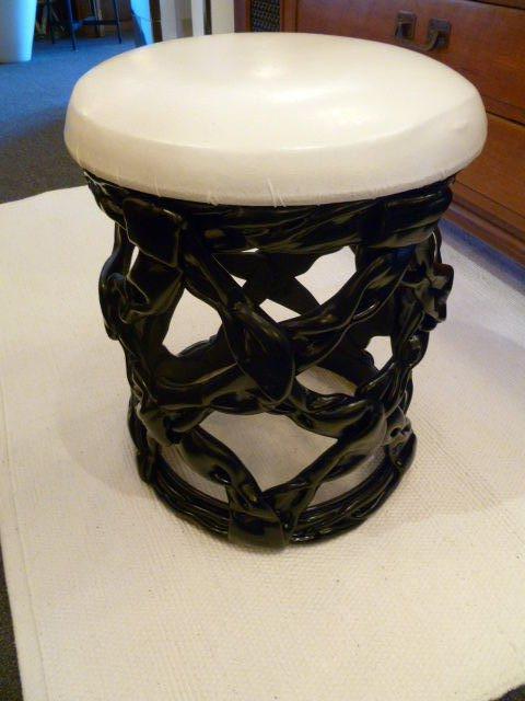 American Chic Duquette Style Black Resin Ribbon Stool Seat