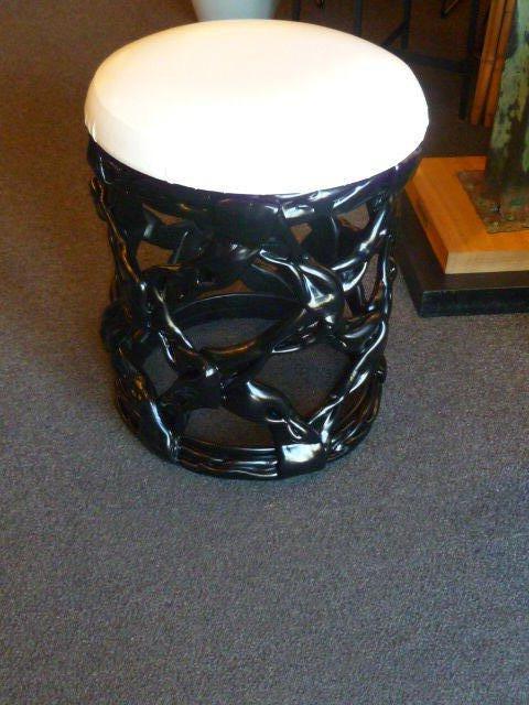 Chic Duquette Style Black Resin Ribbon Stool Seat 2