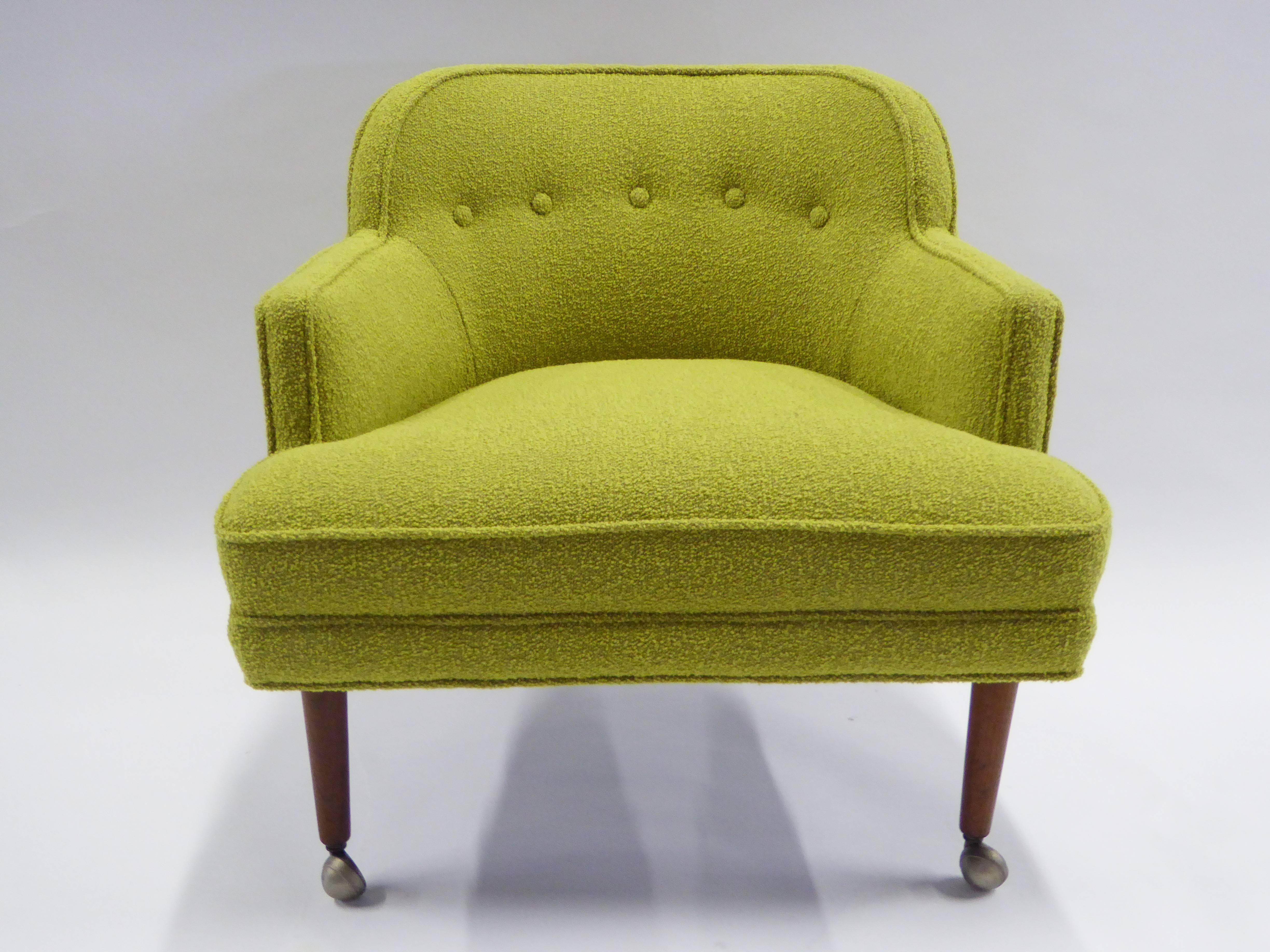 Scandinavian Modern 1950s Orla Molgaard Nielsen Style Boucle Upholstered Armchair