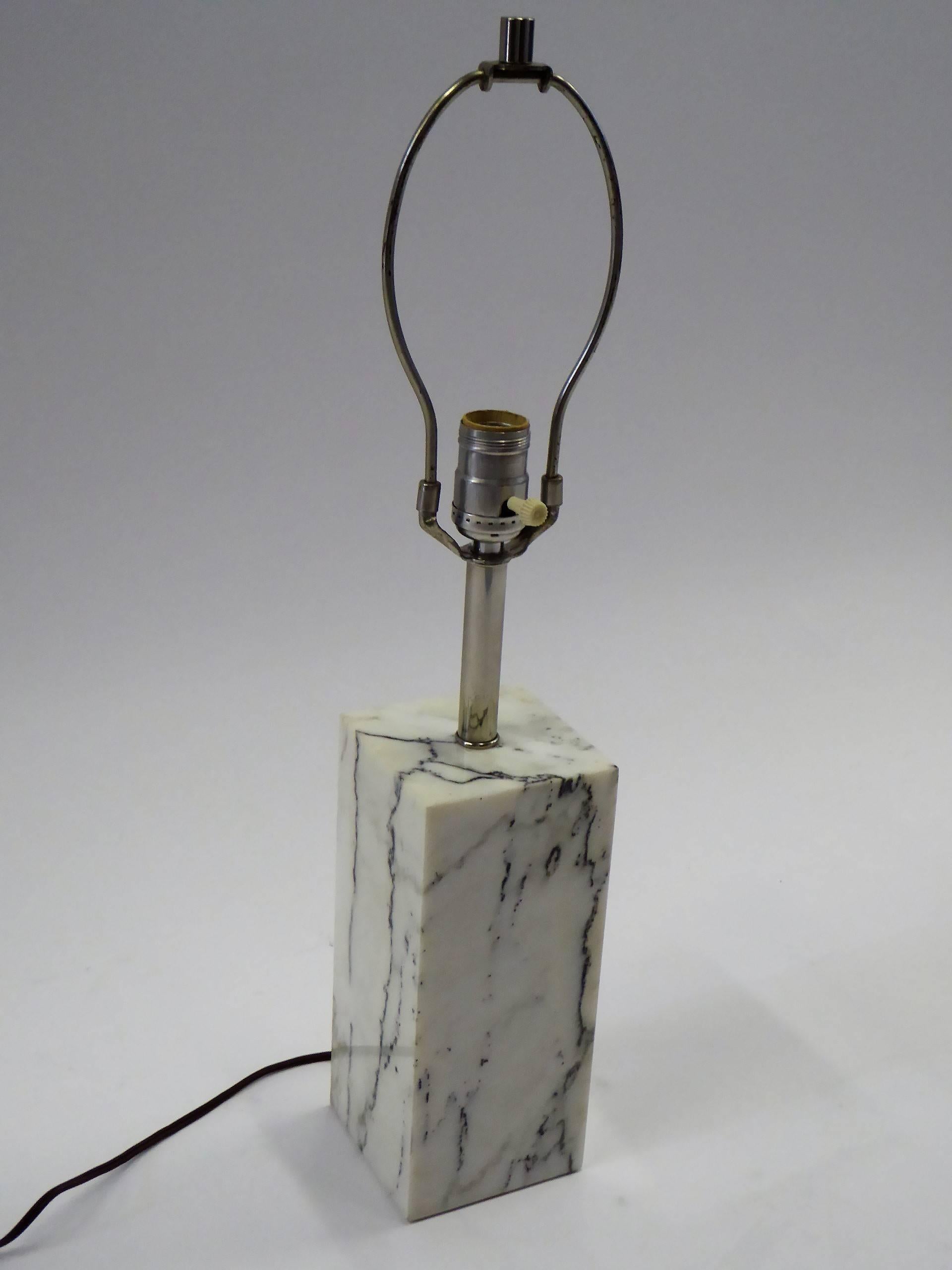 American 1970s Sonneman Marble Plinth Table Lamp for Kovacs
