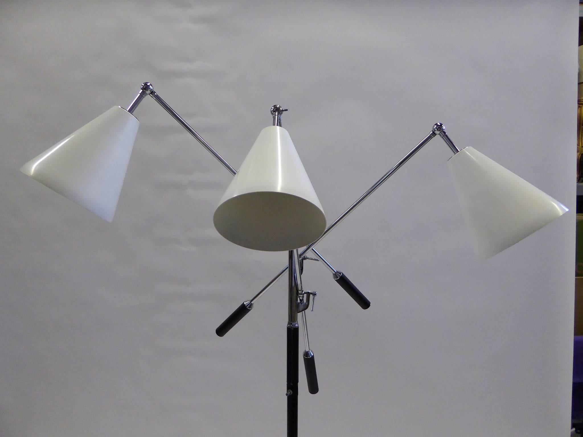 Italian Angelo Lelli Style Design Triennale Three-Arm Articulating Floor Lamp, 1960s