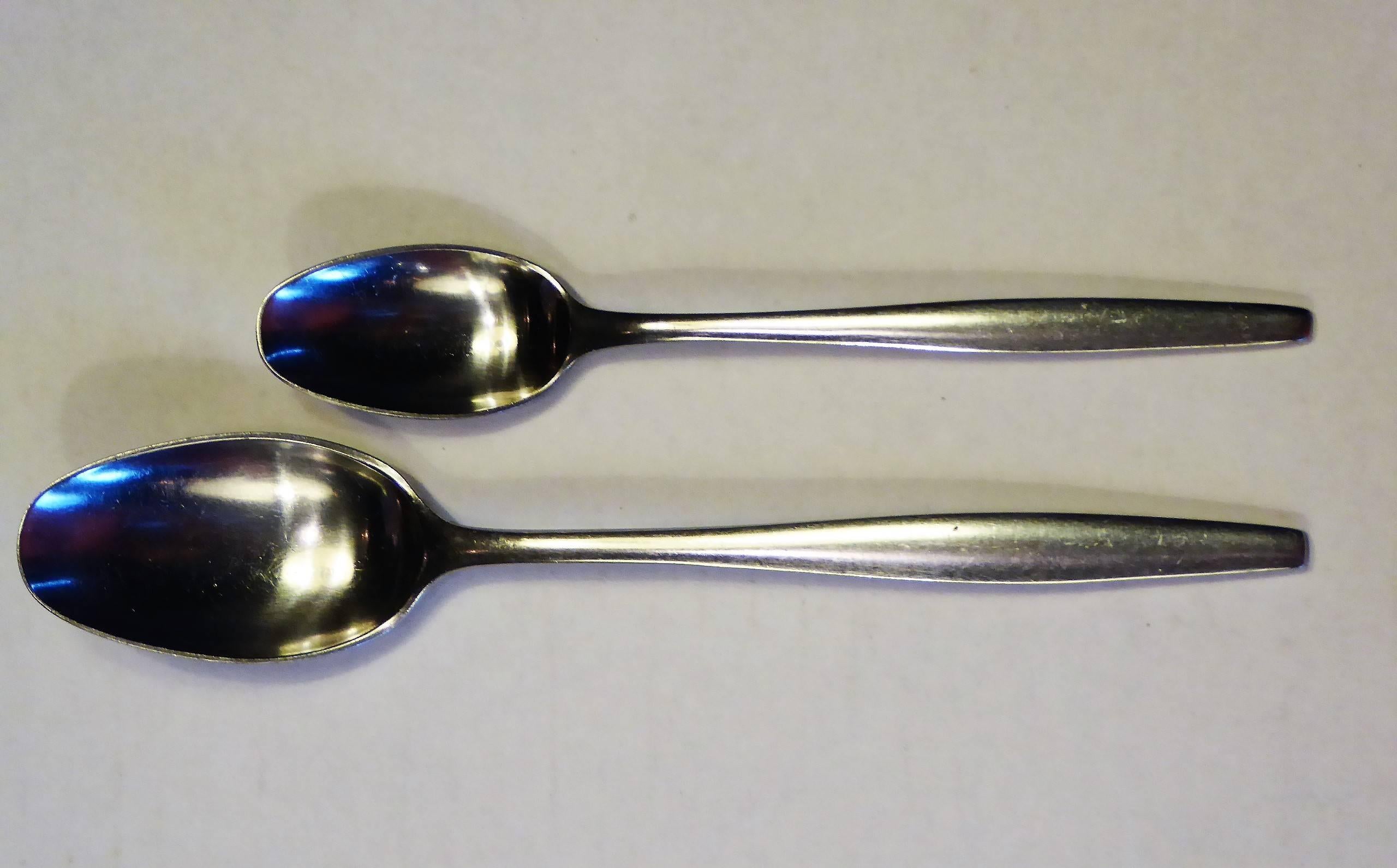 Stainless Steel Early Jens Quistgaard Dansk Variation V Flatware for 12 Plus Extras 105 Pieces