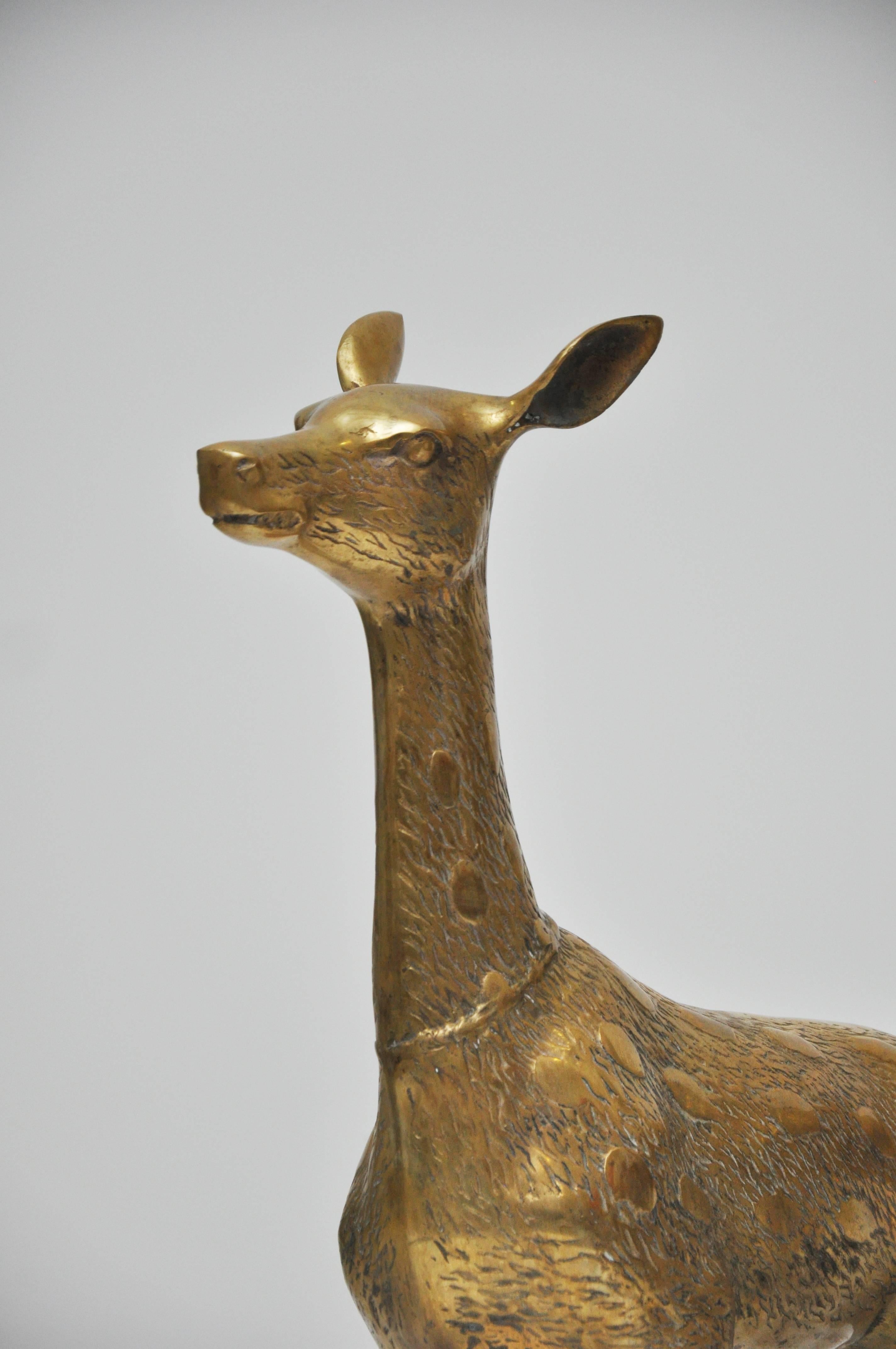 20th Century Very Large Brass Deer Family For Sale