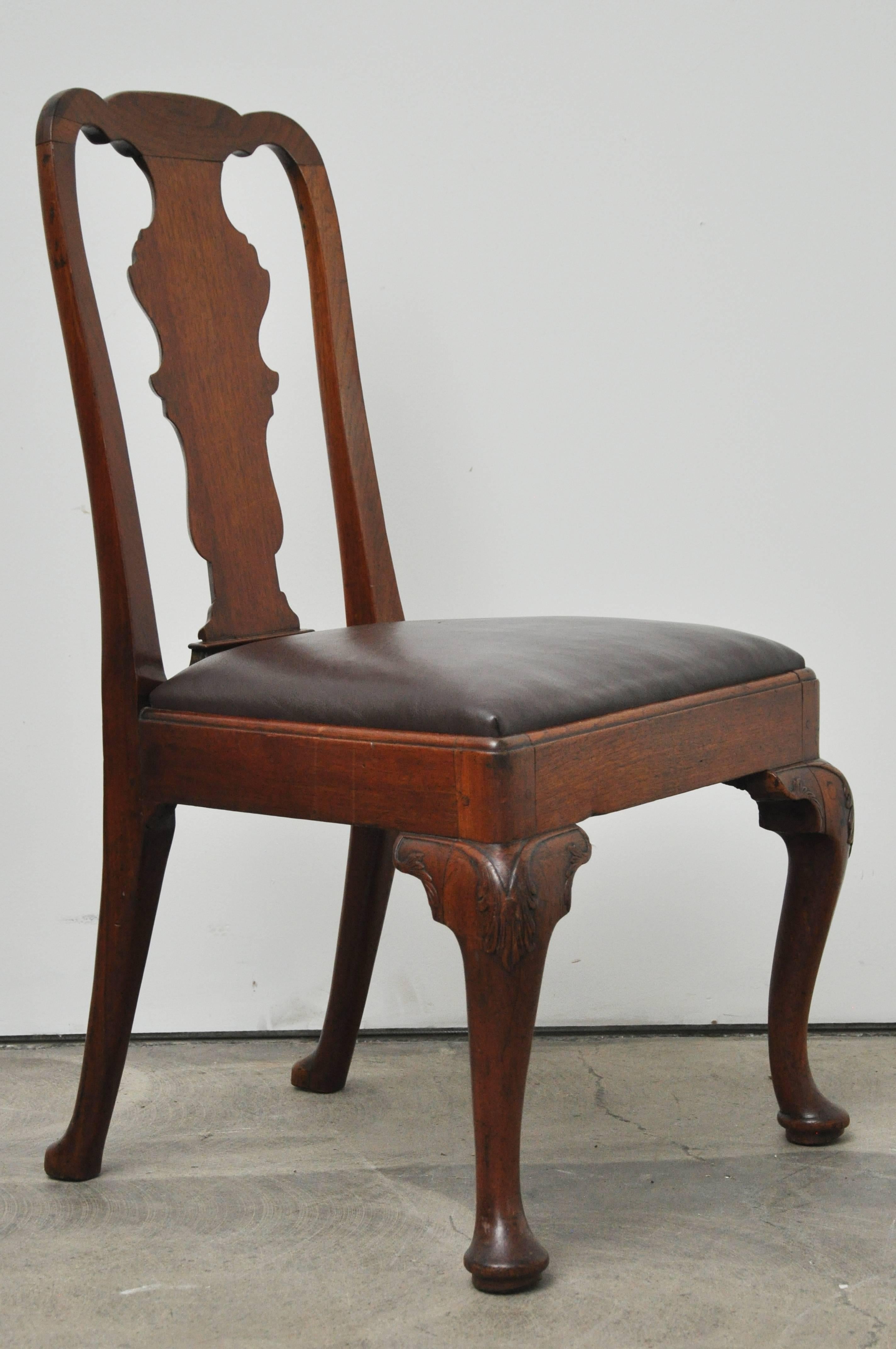 Queen Anne style chair. Measures: Seat height 19.5.
