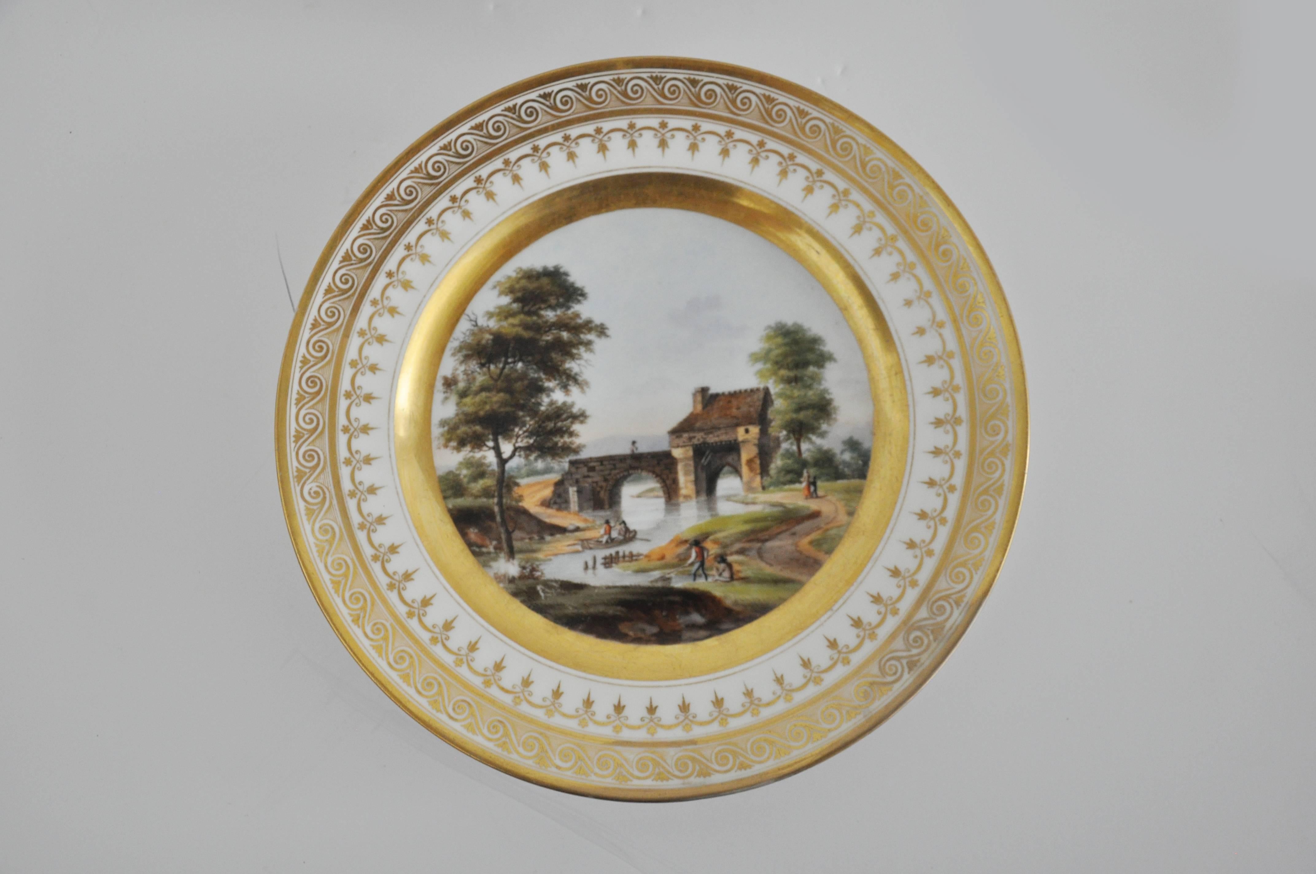 Pair of Old Paris French Plates In Excellent Condition For Sale In Geneva, IL