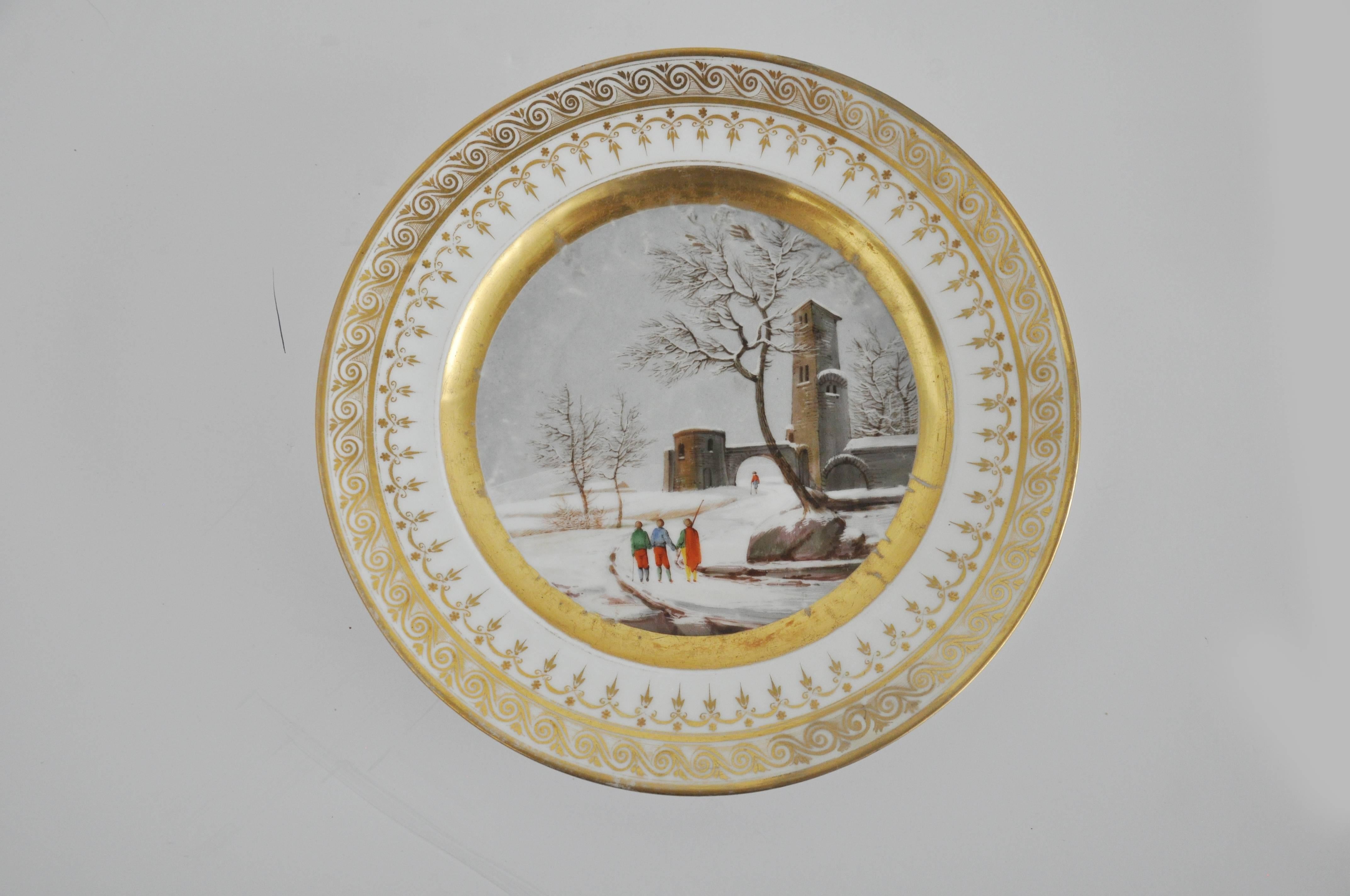 Late 19th Century Pair of Old Paris French Plates For Sale