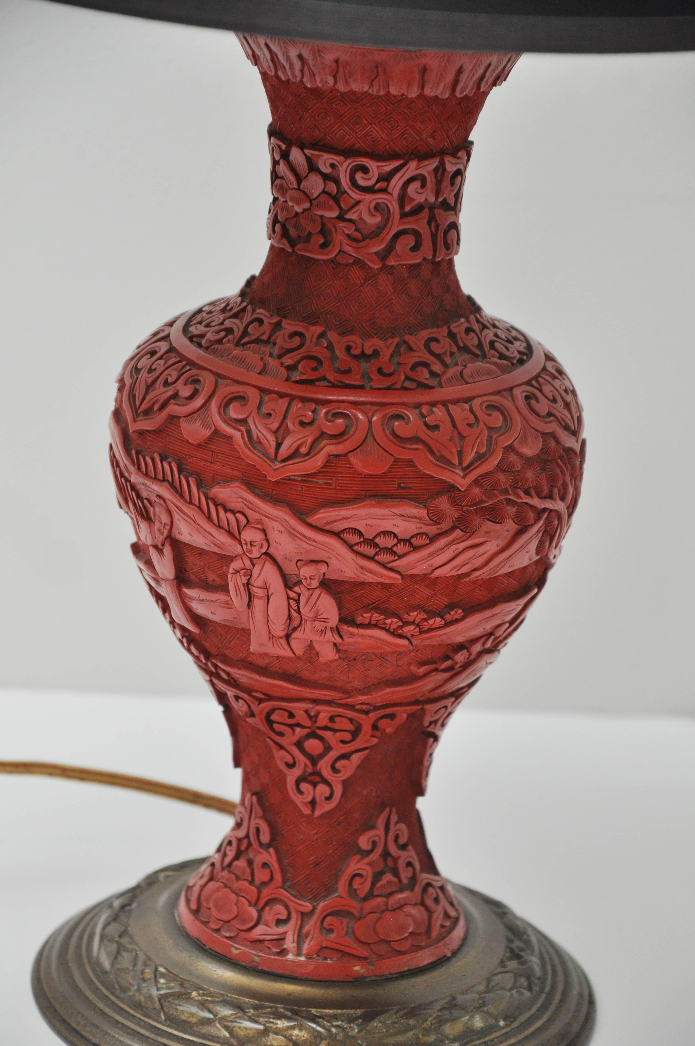 Asian Ginger Jar Lamp In Excellent Condition For Sale In Geneva, IL