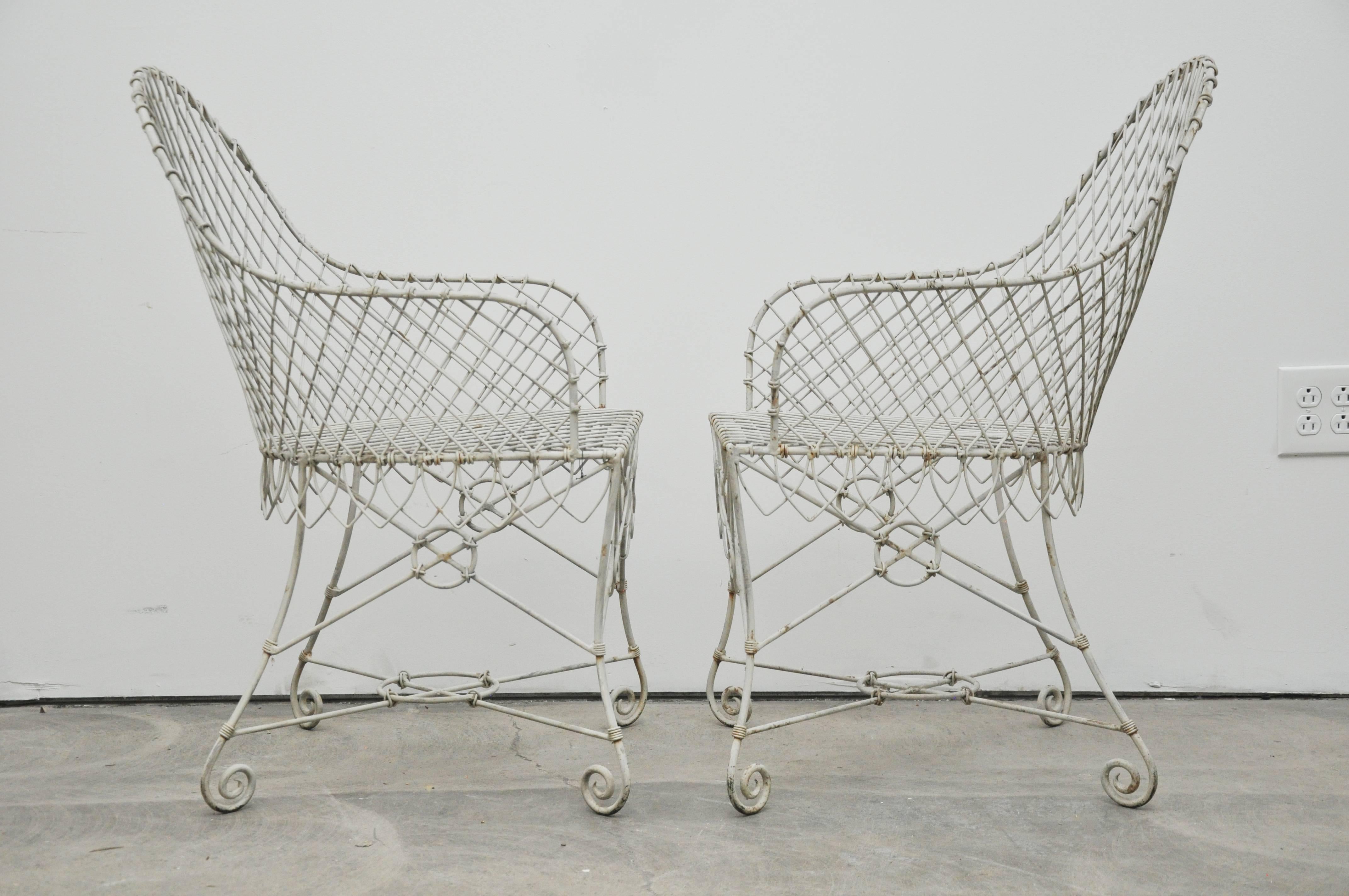 Pair of Wire Chairs For Sale 1