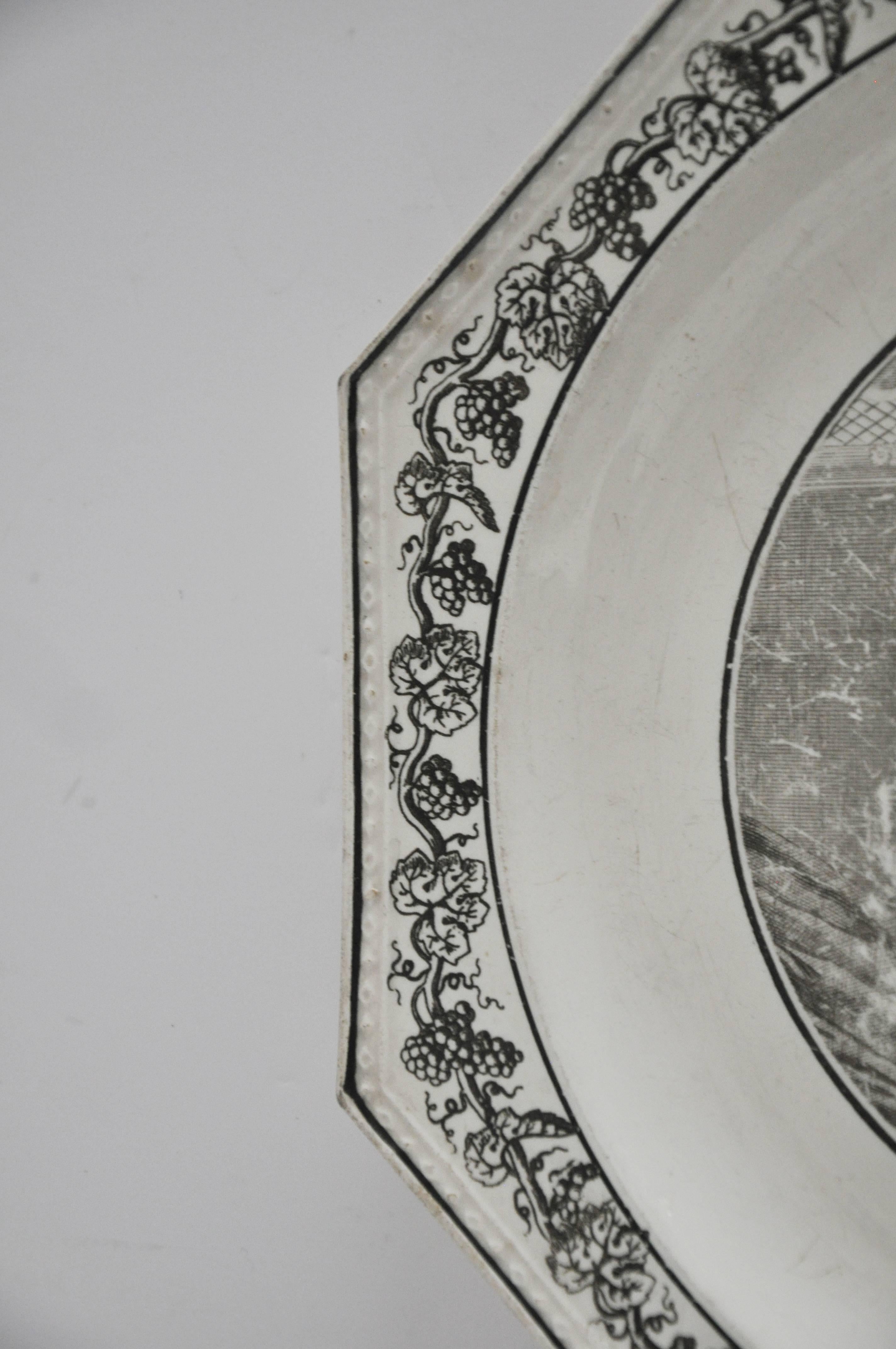 Transferware Octogon Shaped Plate For Sale 3