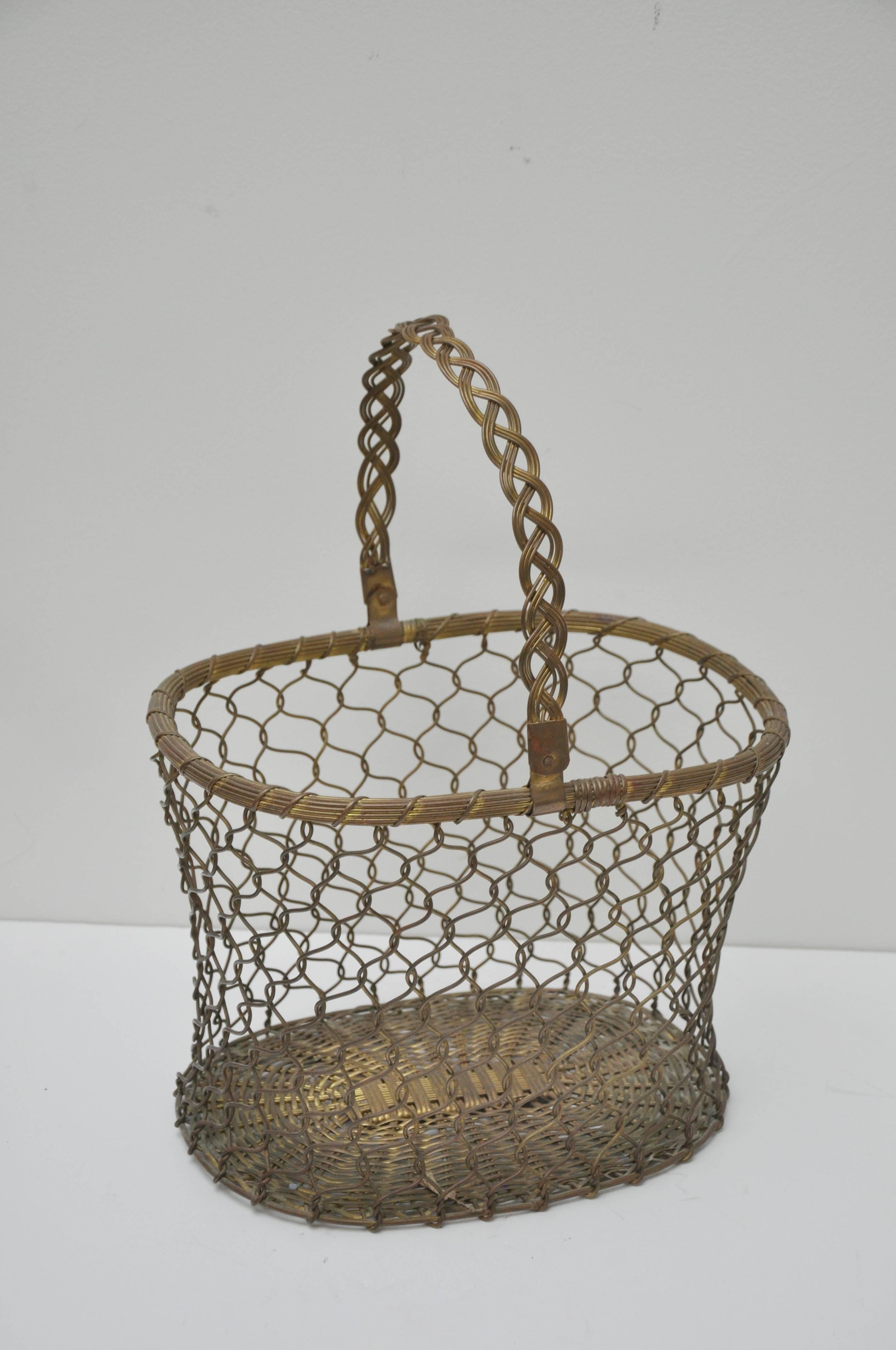 Early 20th Century Set of Three French Wire Baskets For Sale