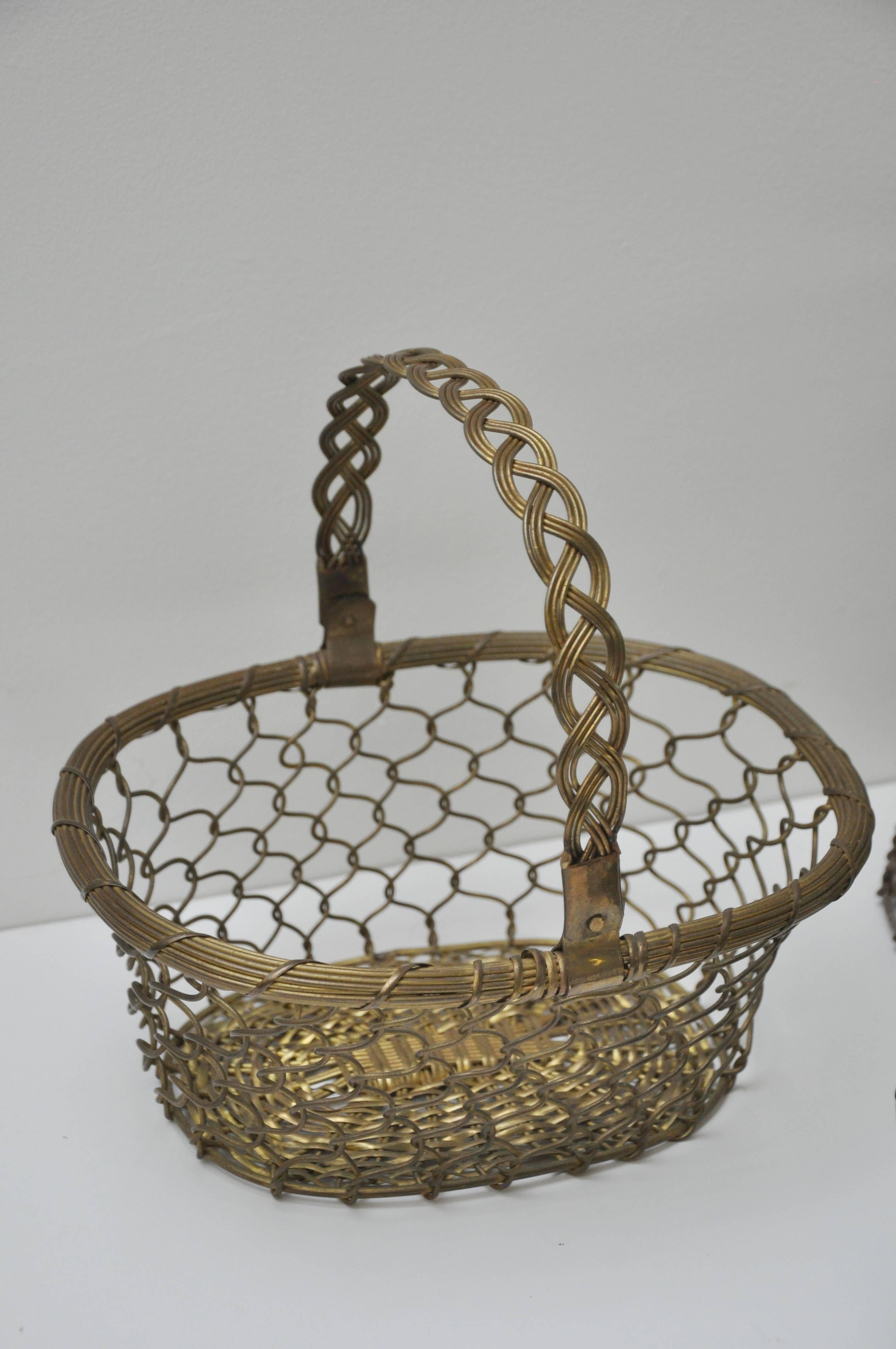 Set of Three French Wire Baskets For Sale 1