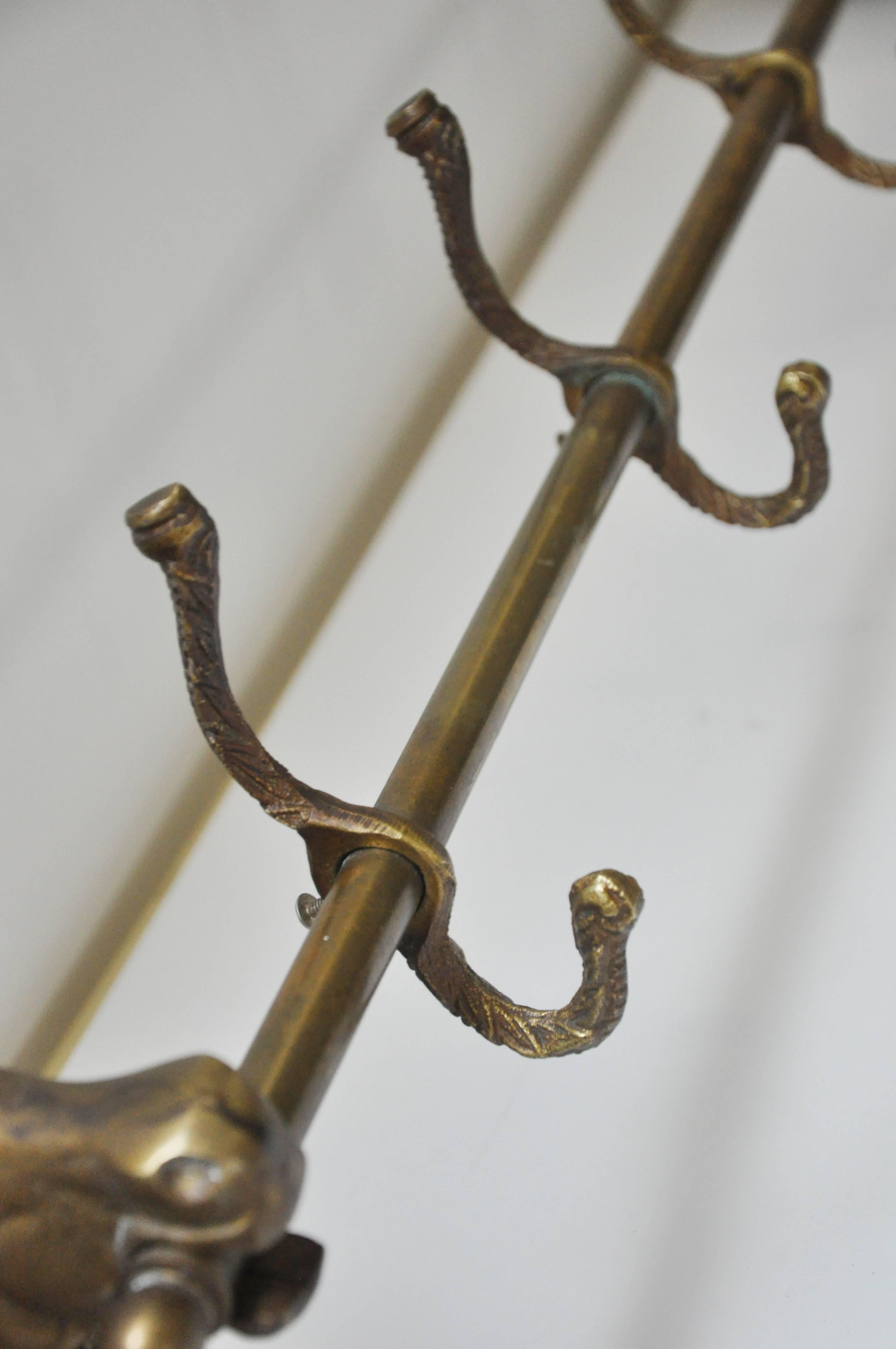 20th Century Brass Horse Head Wall Hooks