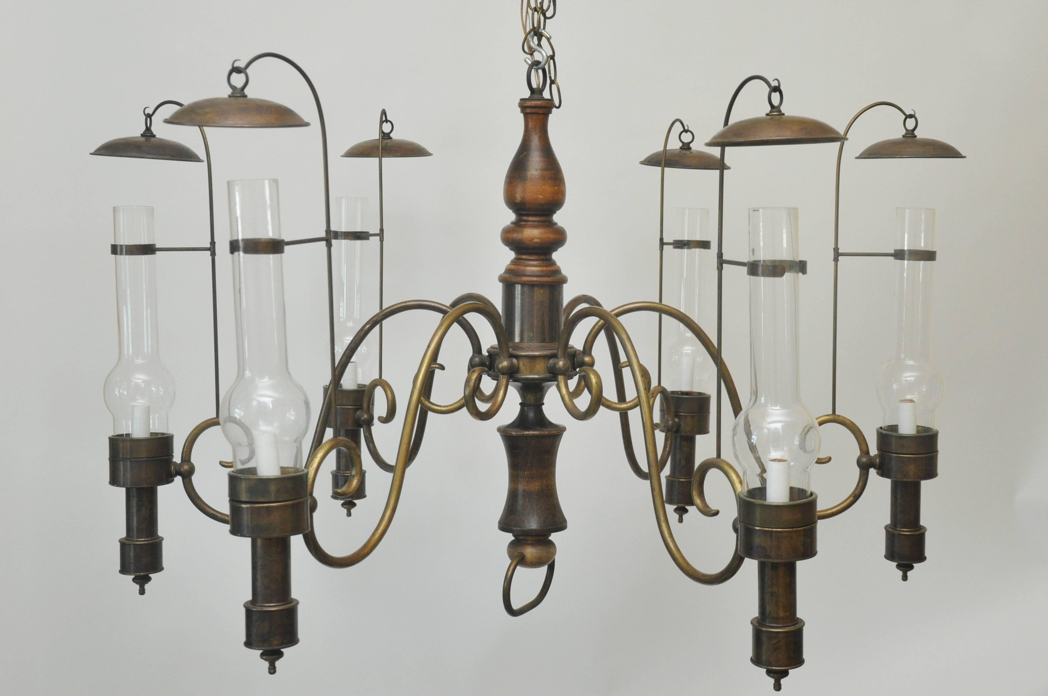 Large-scale chandelier. Possibly a commercial chandelier from a store or restaurant vintage the 1960s. Measures: 42" diameter.