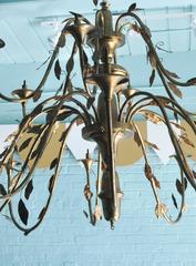 Huge -Scale Vintage Brass Leaves Chandelier