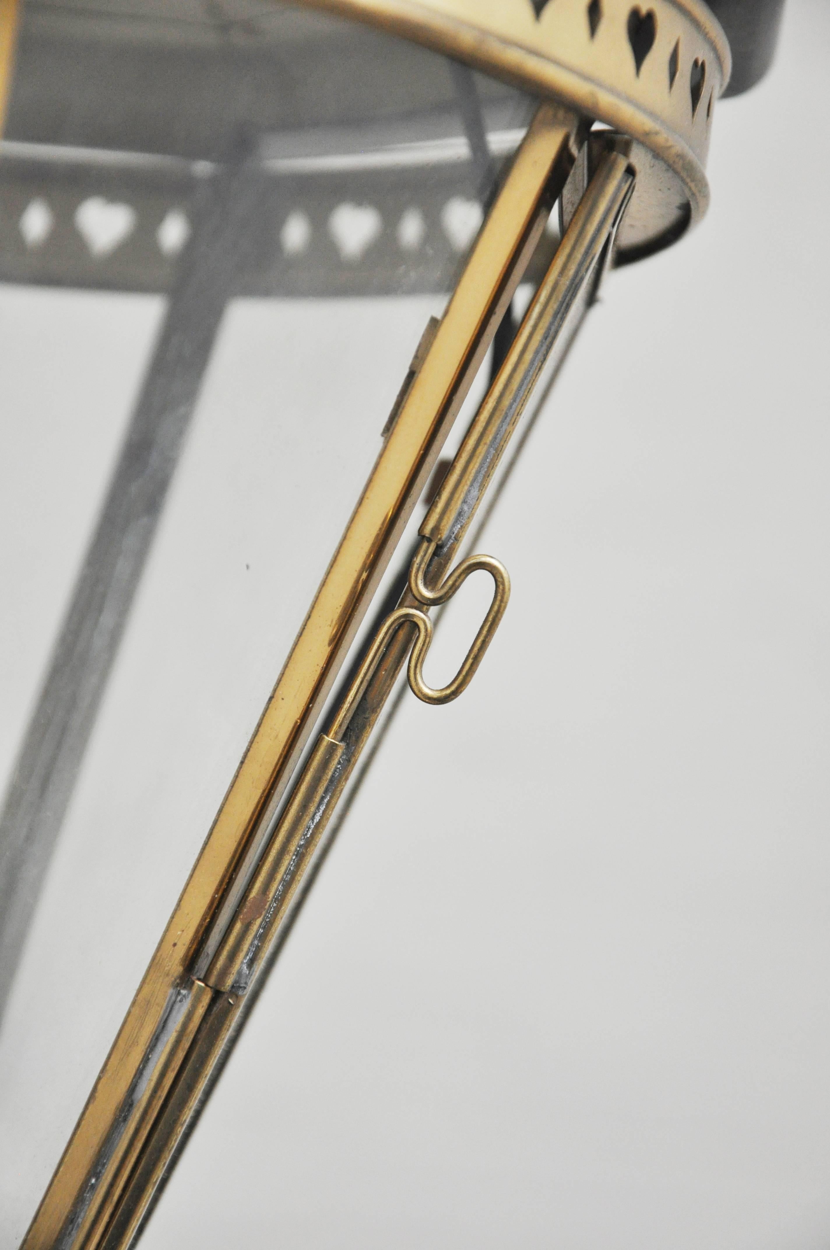 Chinoiserie Brass and Weathered Zinc Lantern or Pendant Light