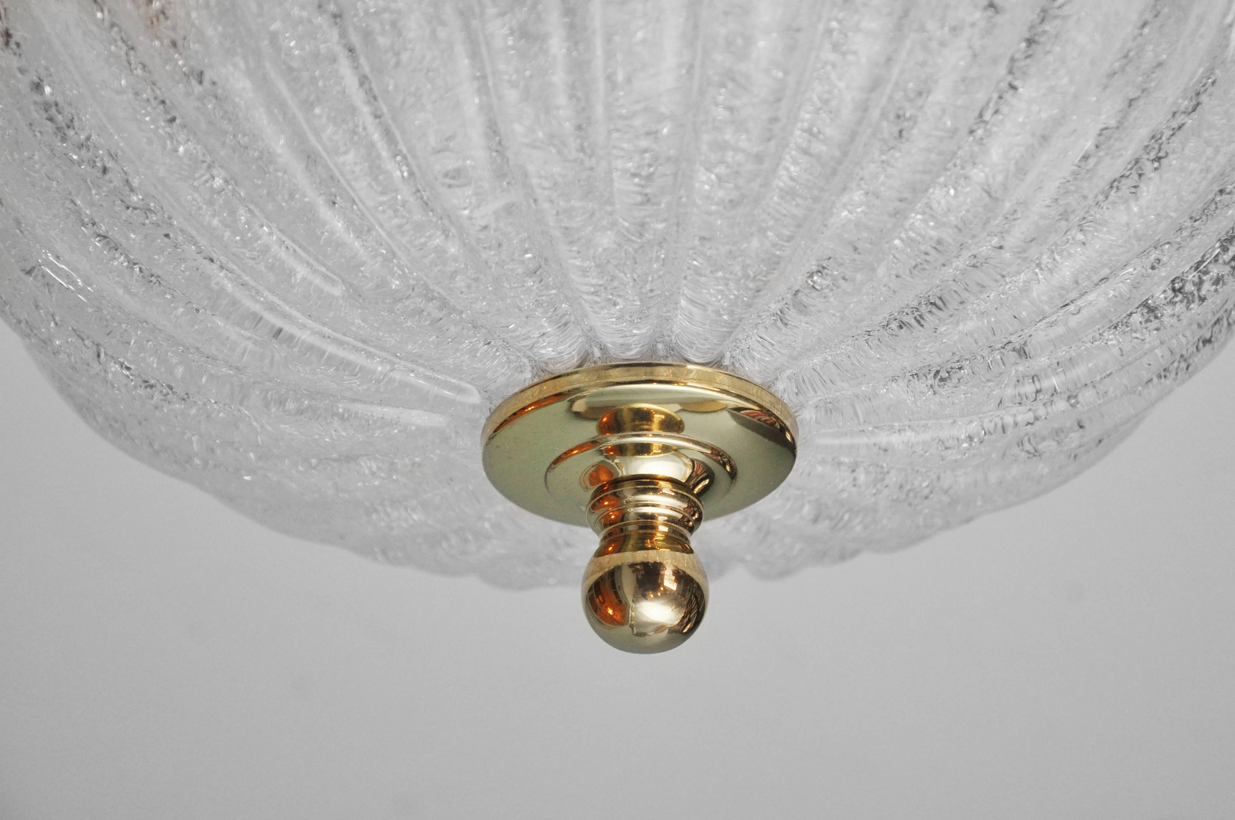 Clear Murano Glass Ceiling Fixture In Excellent Condition In Geneva, IL