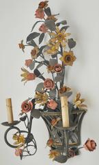 Italian Sconce Lattice Basket of Flowers