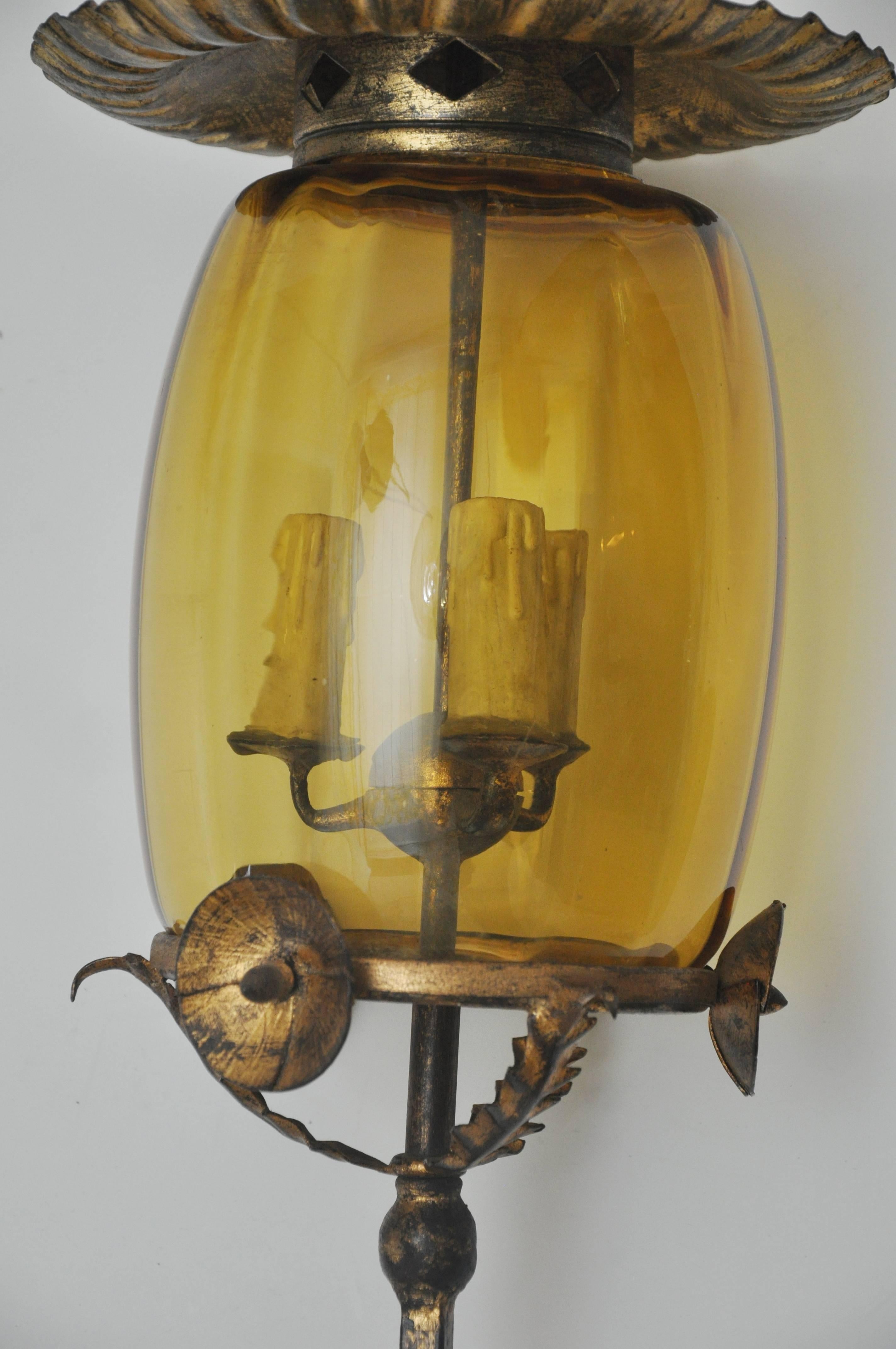 Mid-20th Century Asian Style Gilt Metal Single Sconce