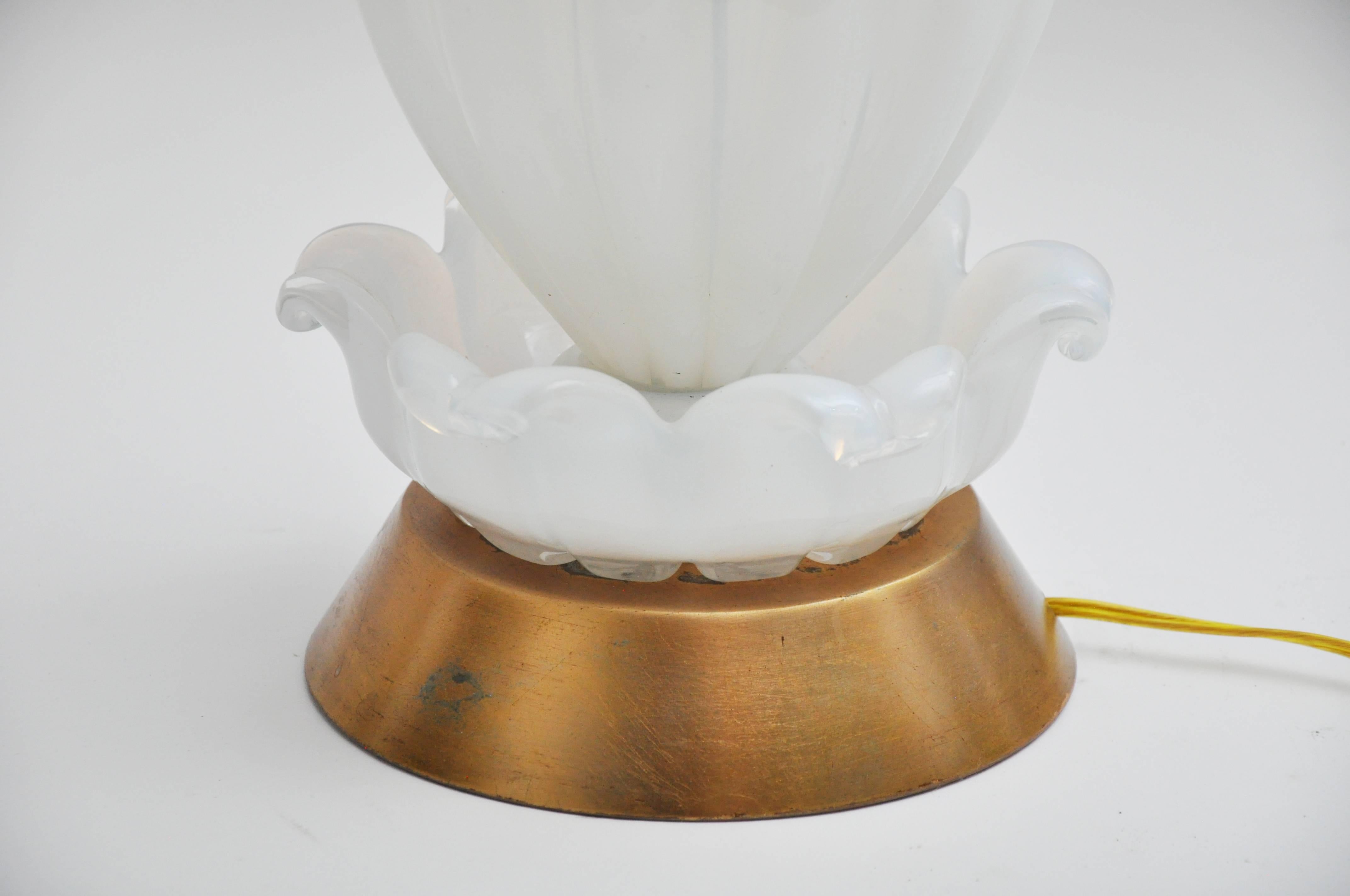 Murano White Glass Lamp For Sale 1