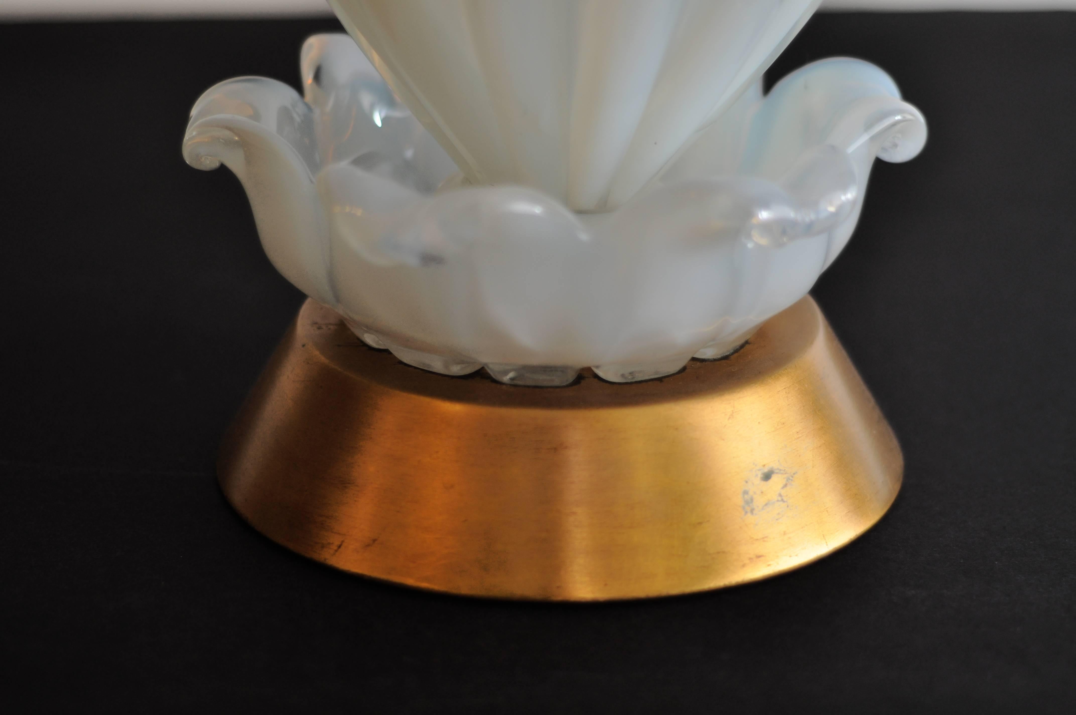 Murano White Glass Lamp For Sale 2