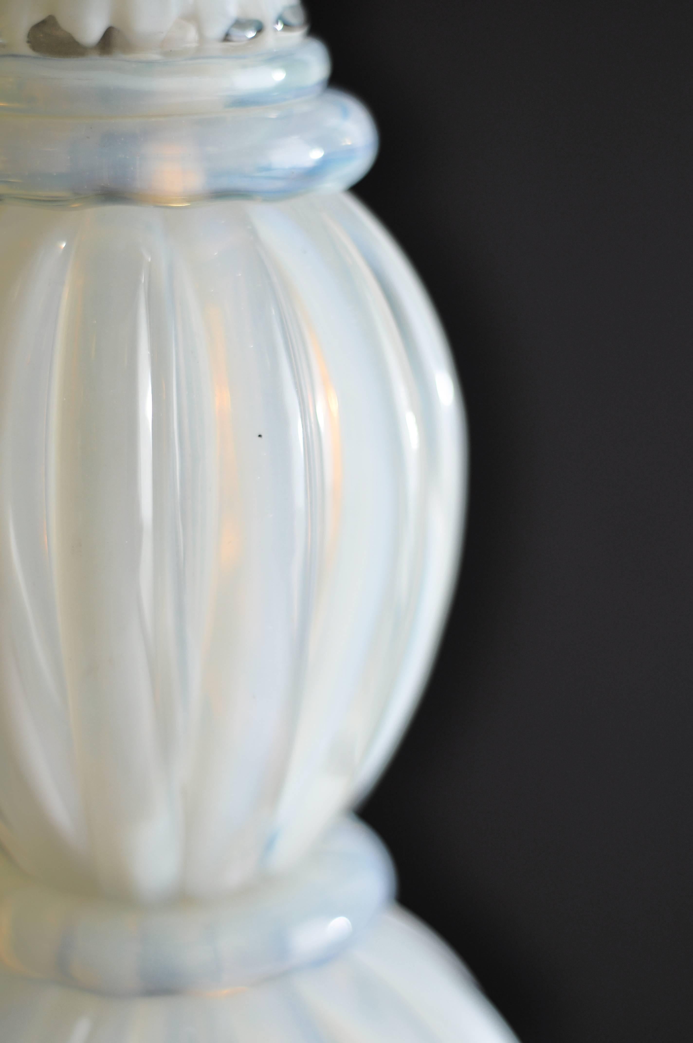 Murano White Glass Lamp For Sale 3